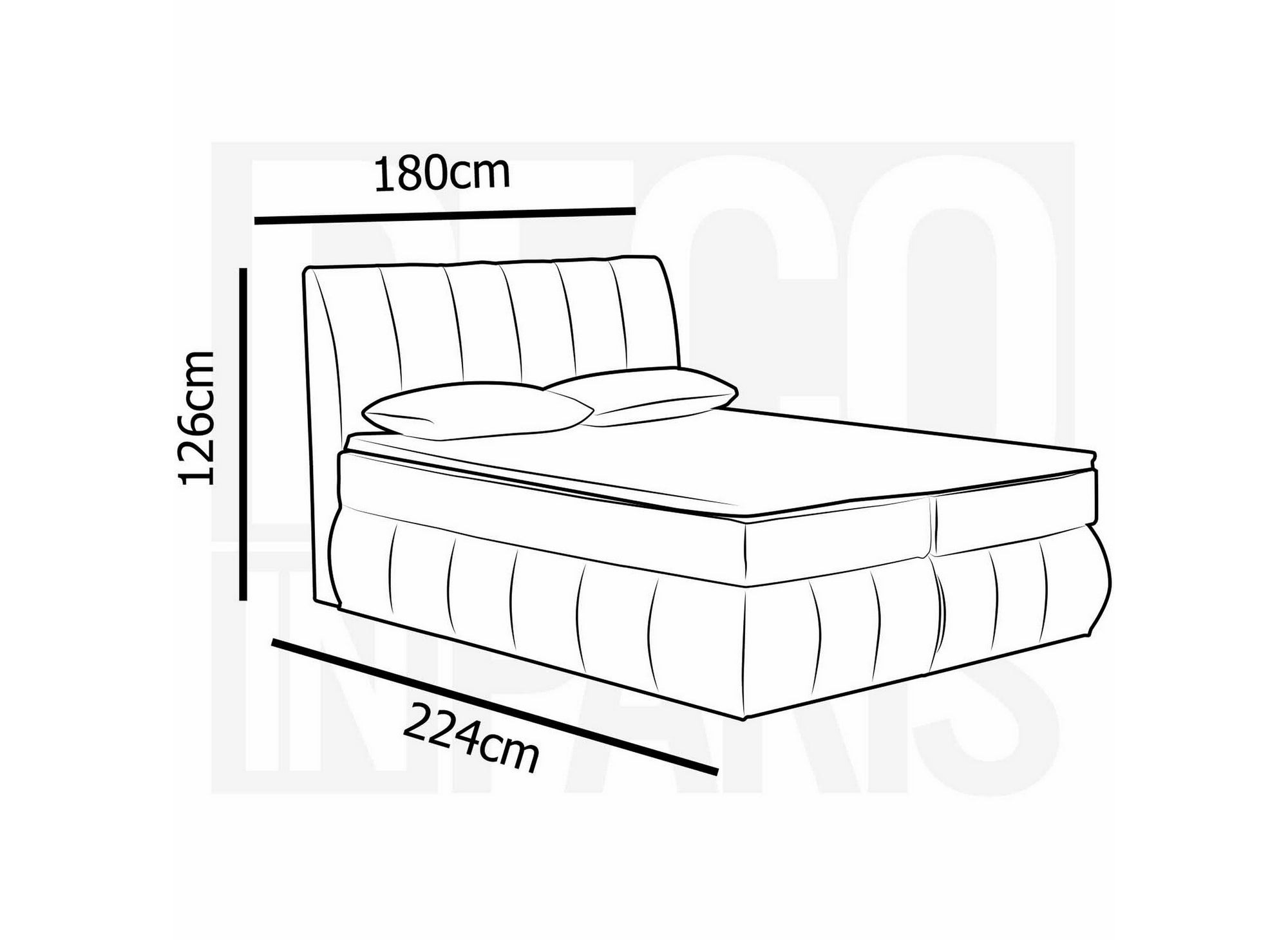 Lit boxspring 180x200 avec coffre de rangement en velours gris - VALERIA