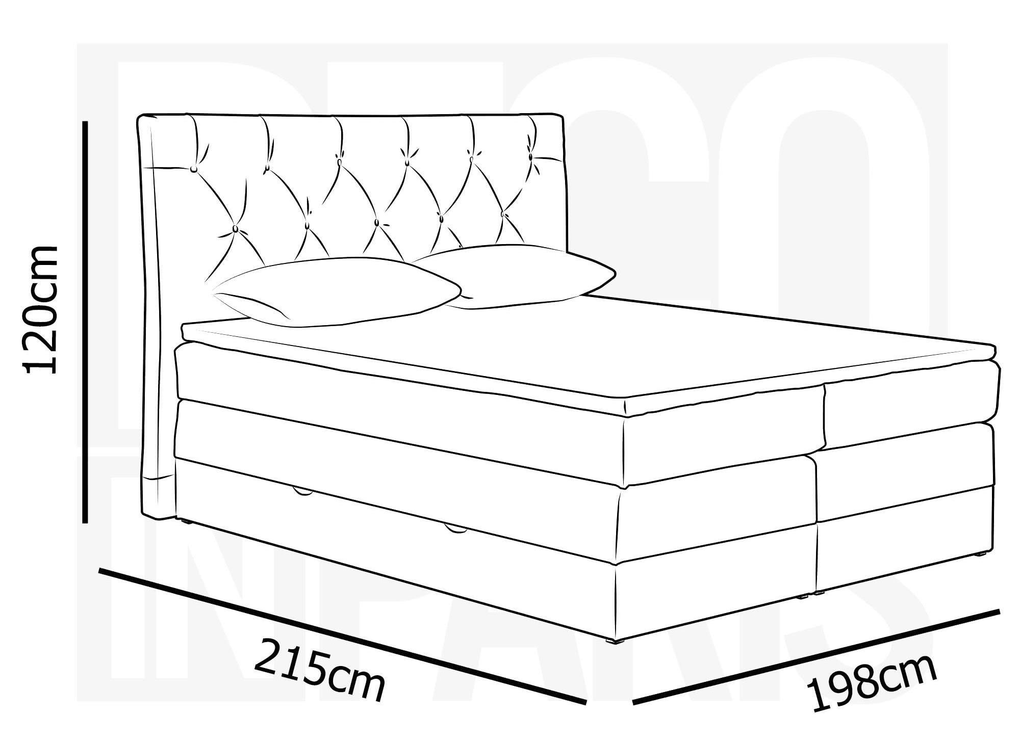 Lit boxspring 180x200 avec coffre de rangement en tissu beige MIRANDA