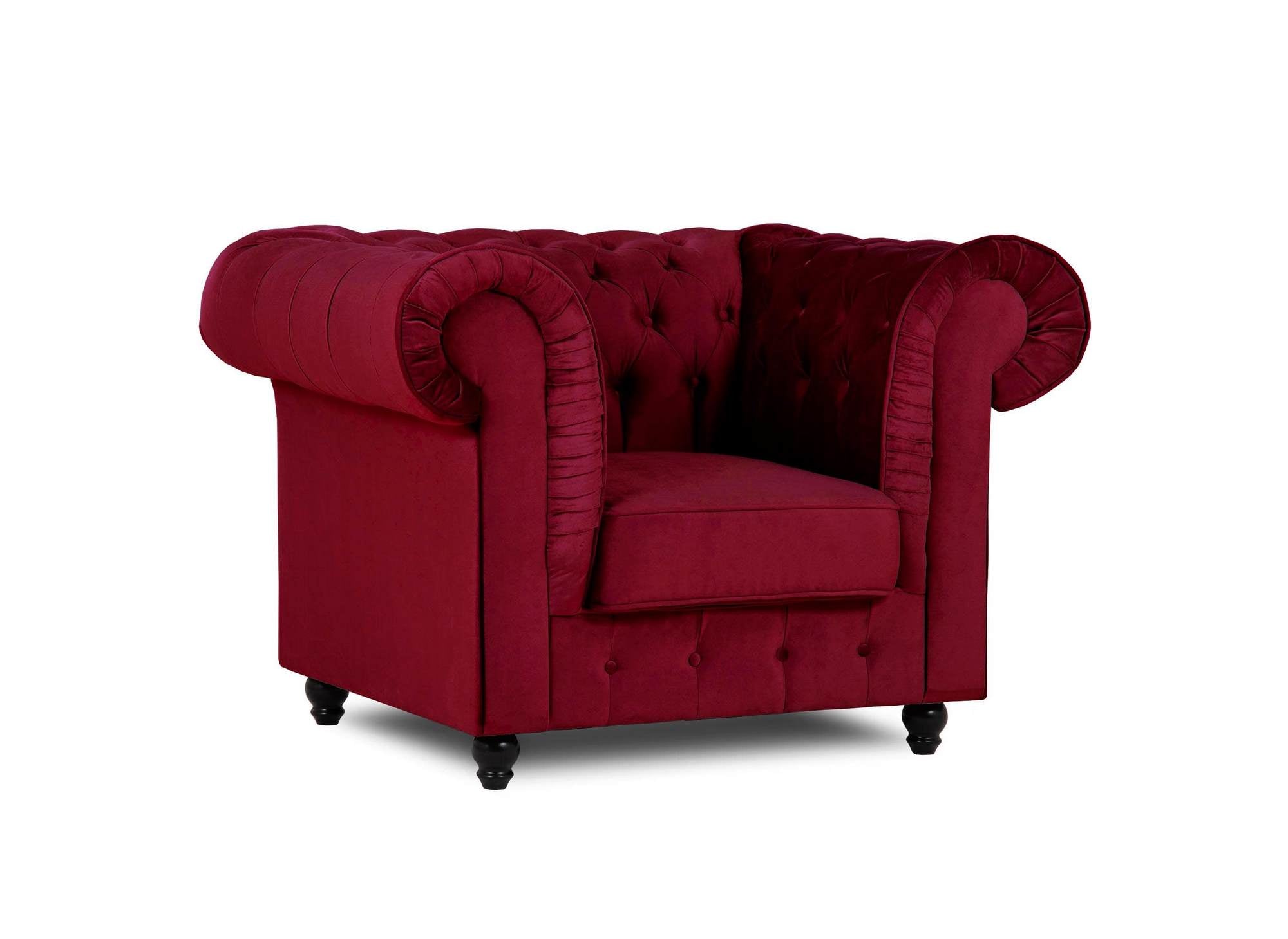 Fauteuil chesterfield en velours rouge - WILSTON