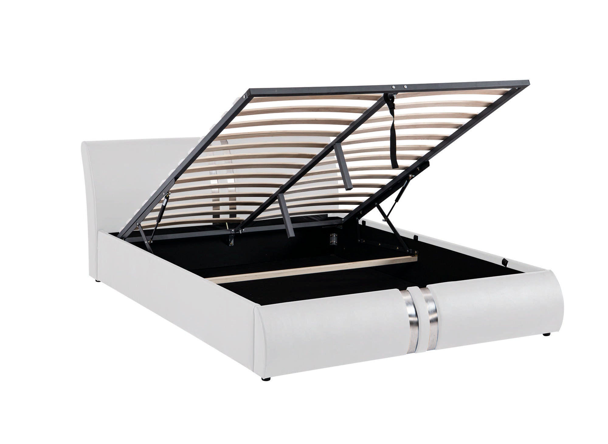 Lit coffre en simili cuir blanc 180x200 cm ORANE