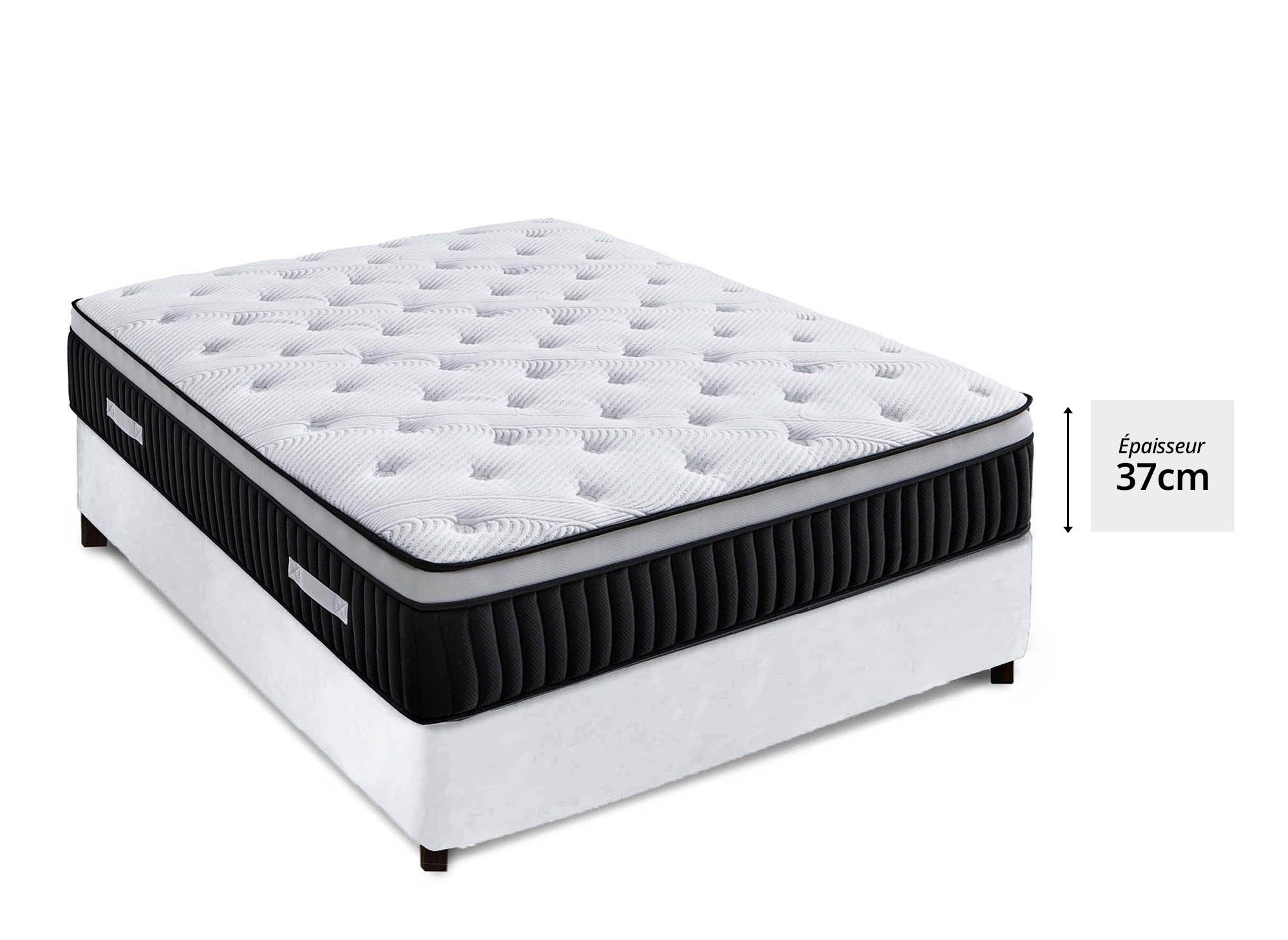 Matelas hybride mémoire de forme 160 x 200 cm épaisseur 37 cm - PILLOW