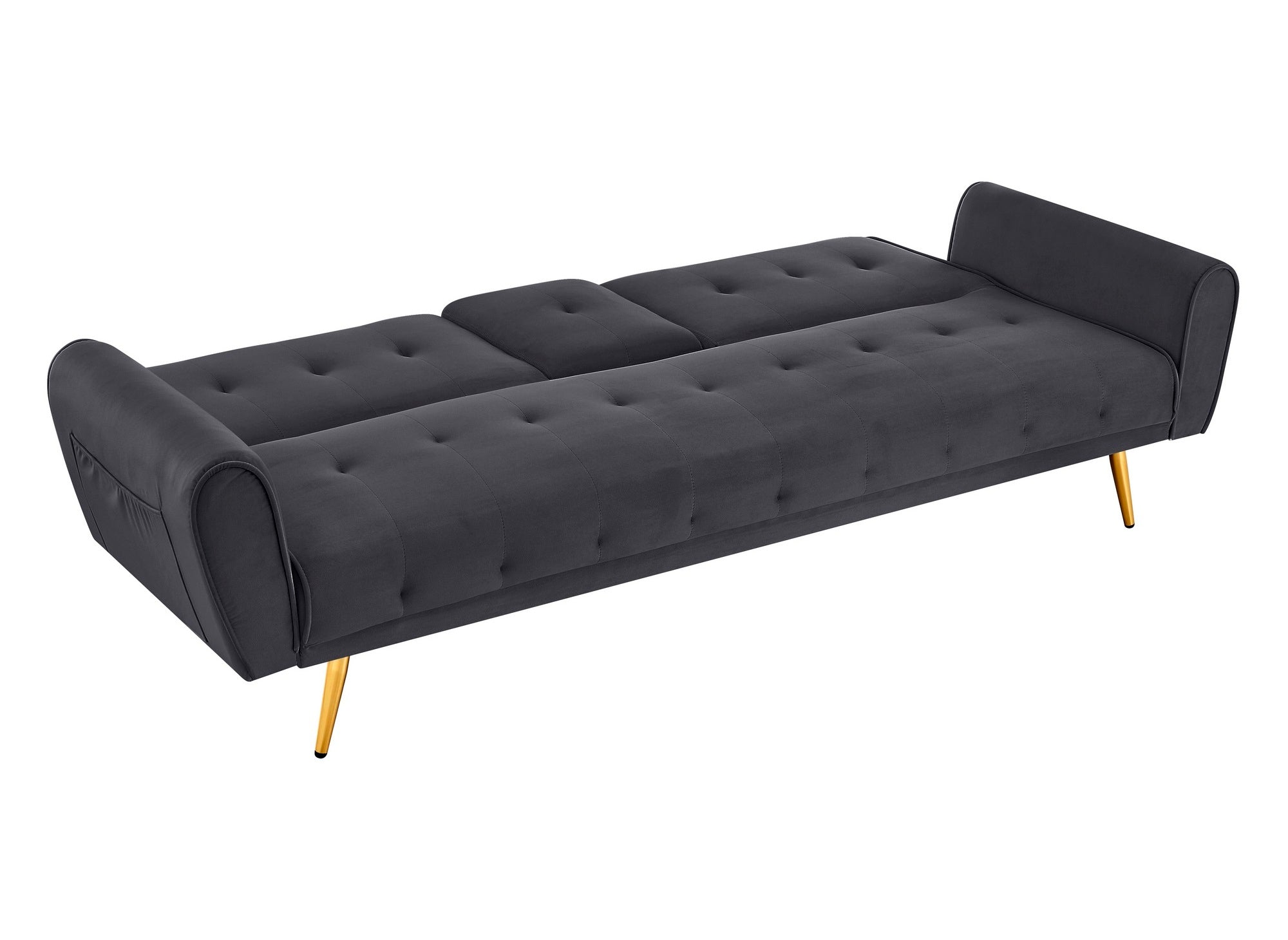 Canapé clic clac en velours gris foncé avec porte-gobelet LIMA