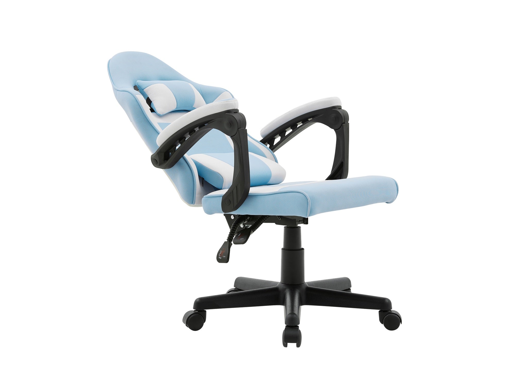 Fauteuil de bureau en tissu bleu et blanc GHOST