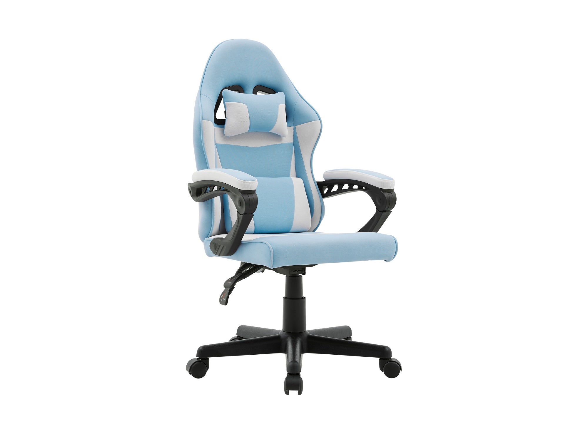 Fauteuil de bureau en tissu bleu et blanc GHOST