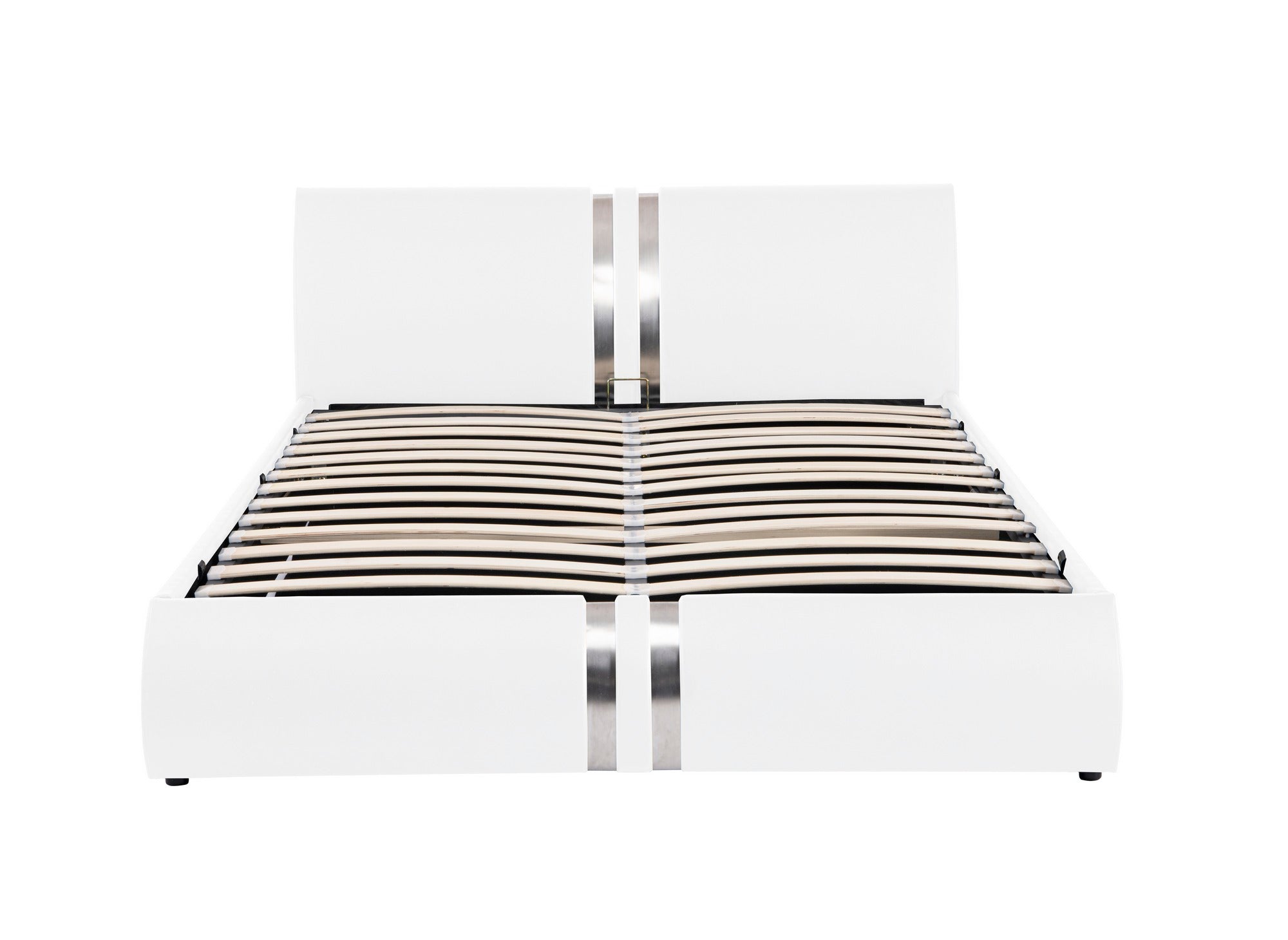 Lit coffre en simili cuir blanc 180x200 cm ORANE