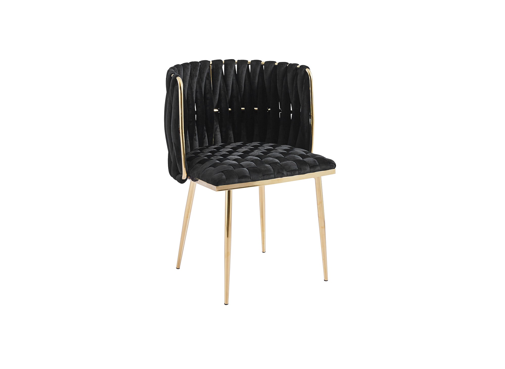 Lot de 2 chaises en velours noir pieds en métal doré POLO