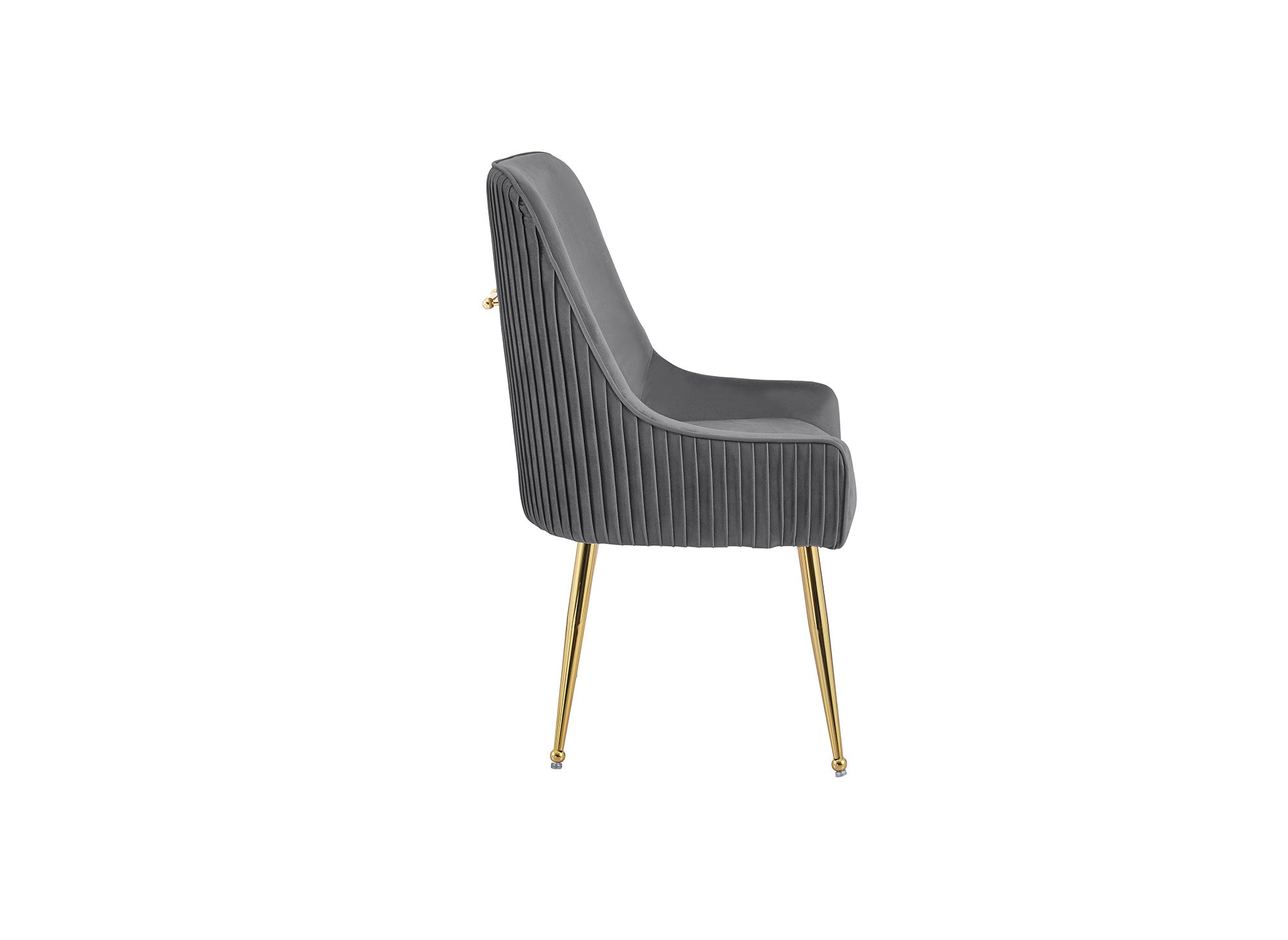 Lot de 2 chaises en velours gris pieds en métal doré DORY