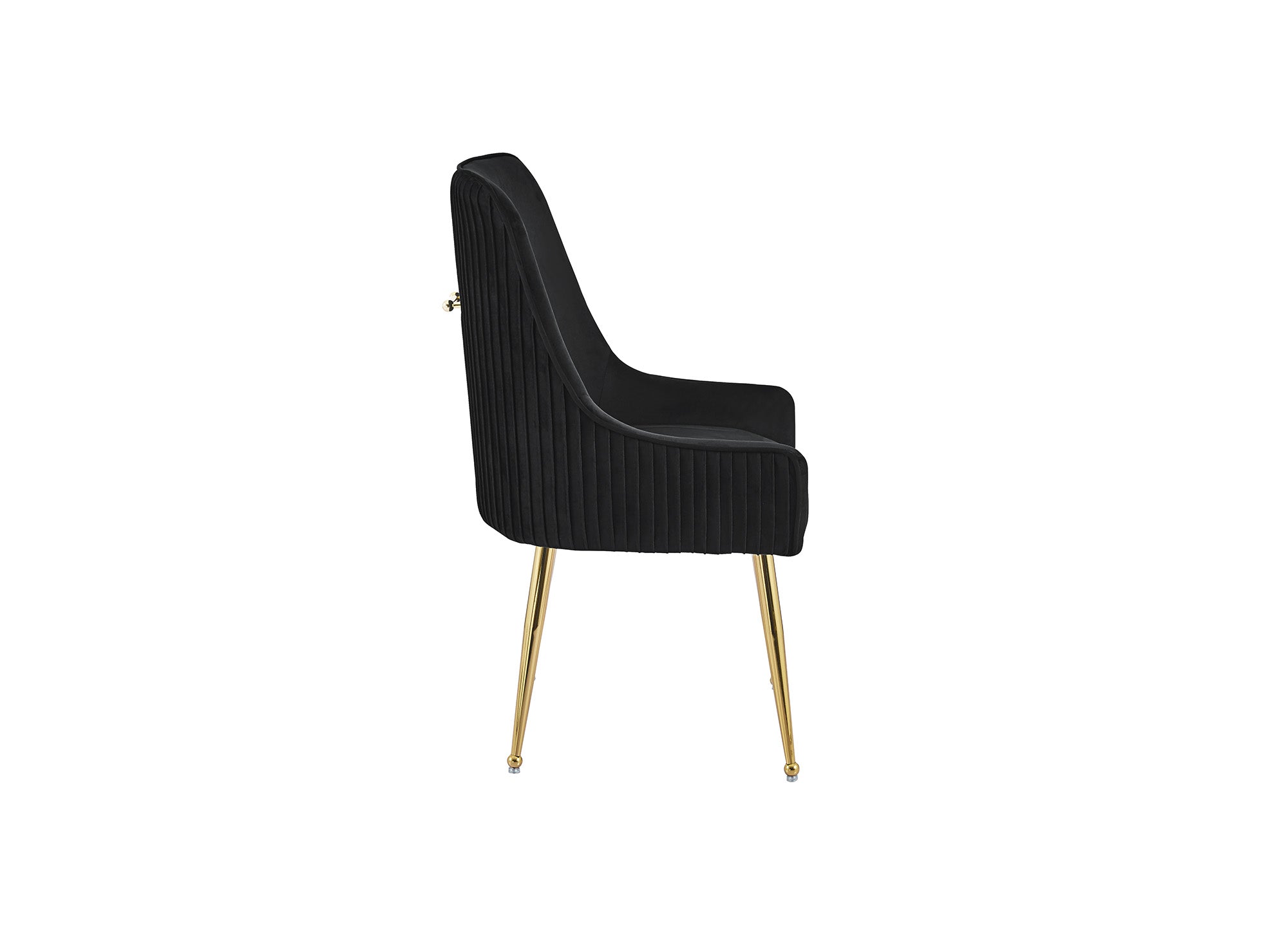 Lot de 2 chaises en velours noir pieds en métal doré DORY