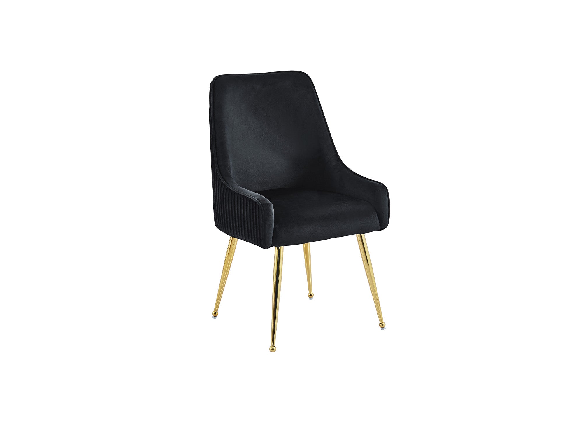 Lot de 2 chaises en velours noir pieds en métal doré DORY