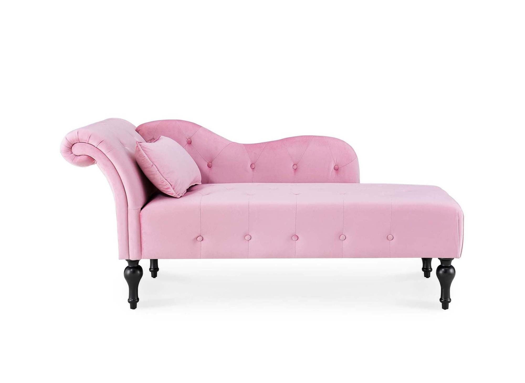 Méridienne capitonné en velours rose SHIMA - Angle Droit