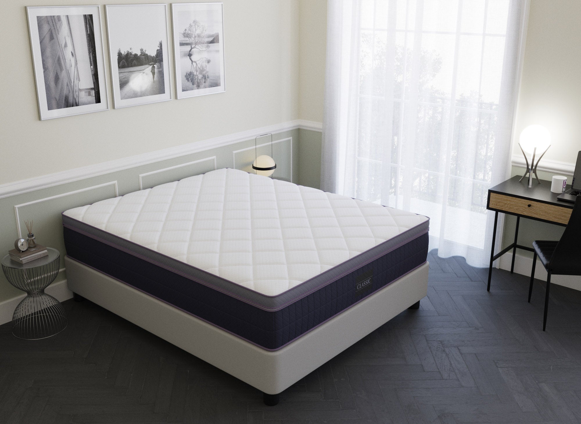Matelas hybride CLASSIC 180 x 200 cm ressorts ensachés et mémoire de forme épaisseur 31 cm