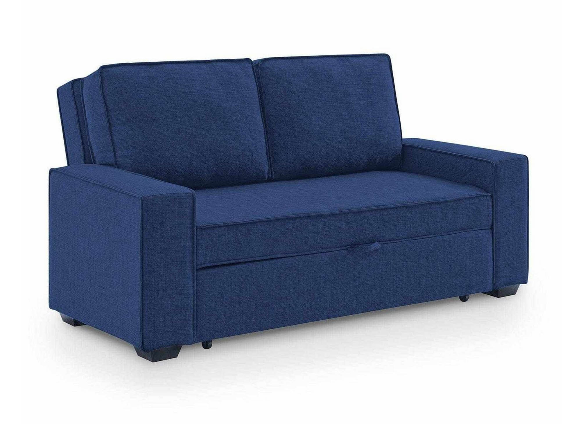 Canapé 3 places convertible en tissu bleu JAMES