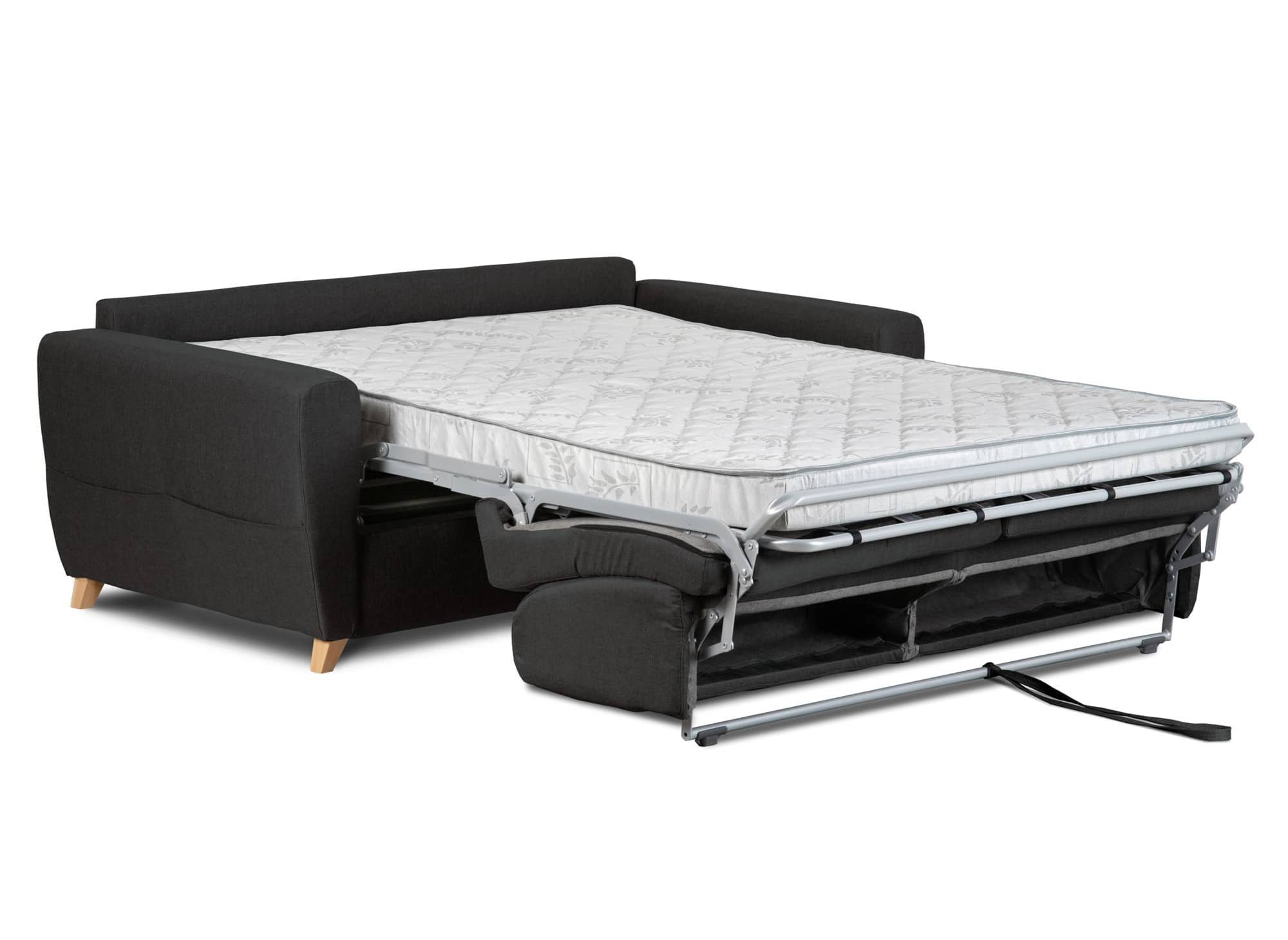 Canapé convertible scandinave 3 places en tissu gris carbon ouverture express TOBIAS