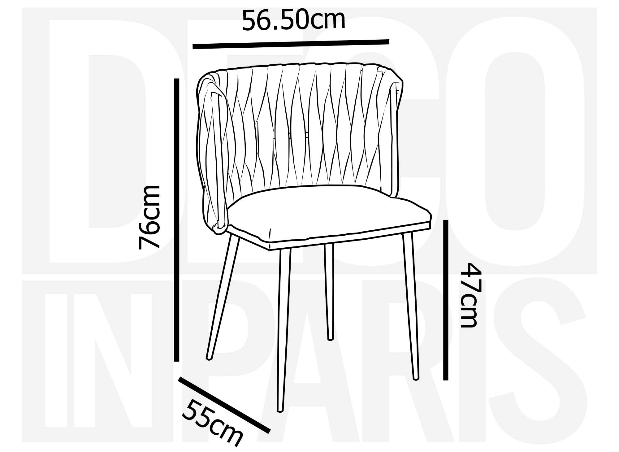 Lot de 2 chaises en velours noir pieds en métal doré POLO