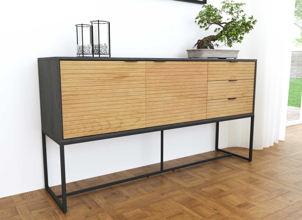 Set de 3 tables d'appoint gigognes Kerlabo Bois clair et Métal Noir Set de 3 tables d'appoint gigognes Kerlabo Bois clair et Métal Noir