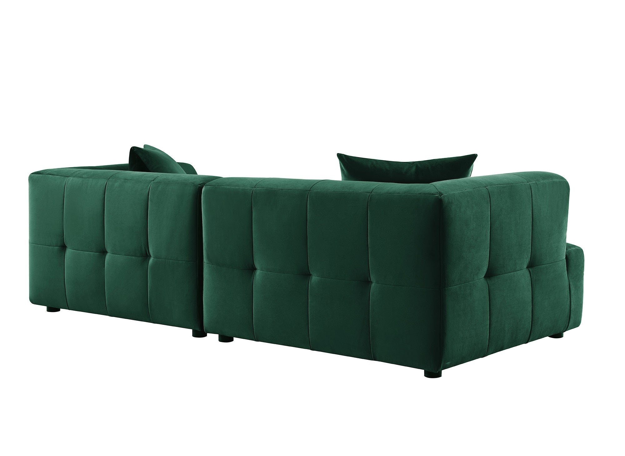 Canapé droit 3 places en velours vert KELIA