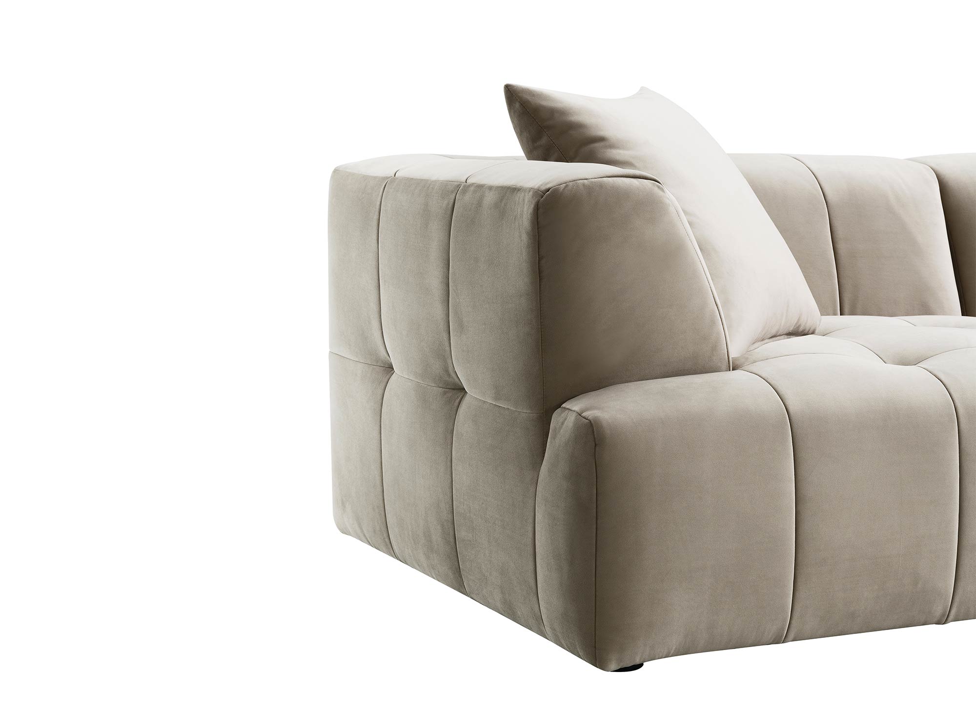 Canapé droit 3 places en velours beige KELIA