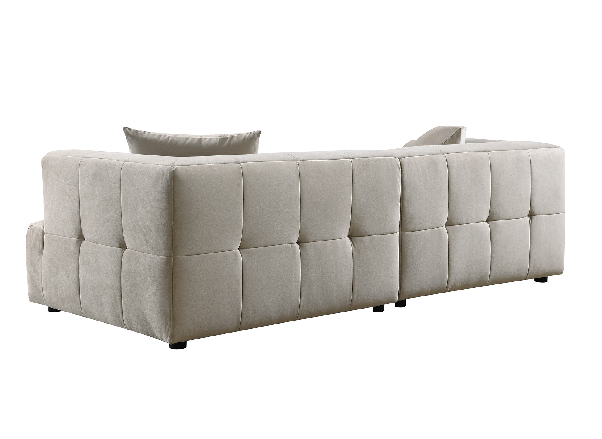 Canapé droit 3 places en velours beige KELIA