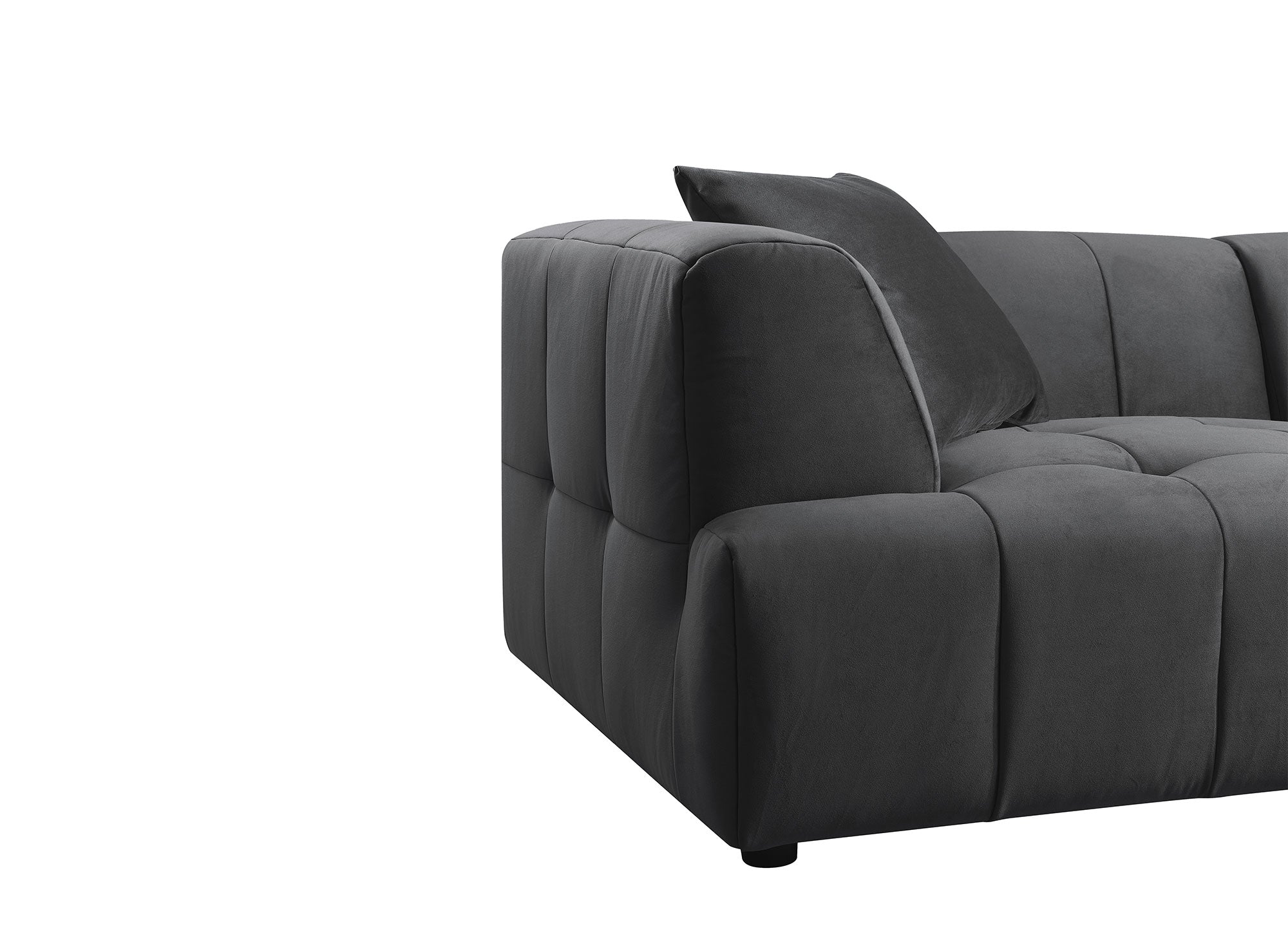 Canapé droit 3 places en velours gris KELIA