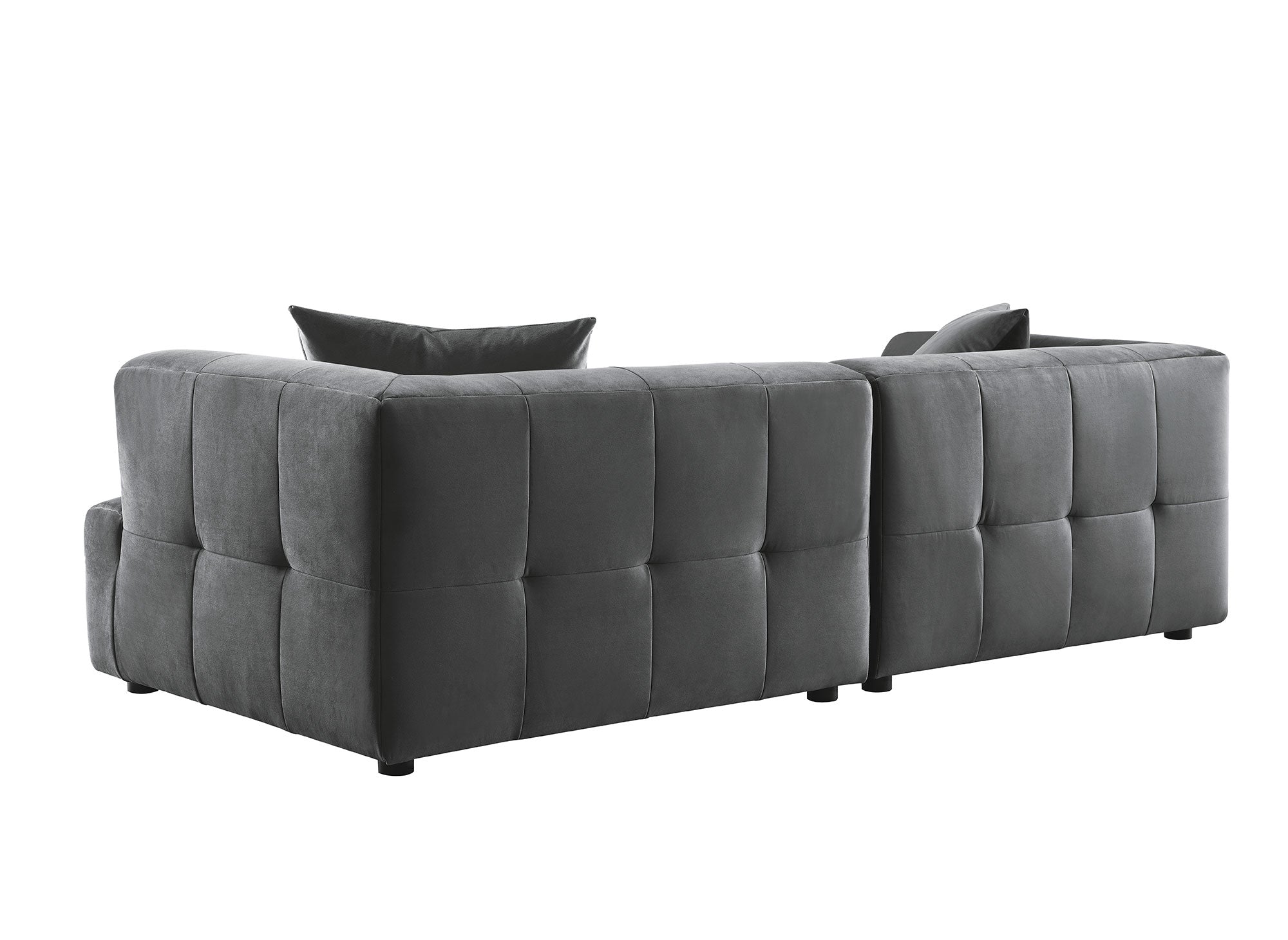 Canapé droit 3 places en velours gris KELIA
