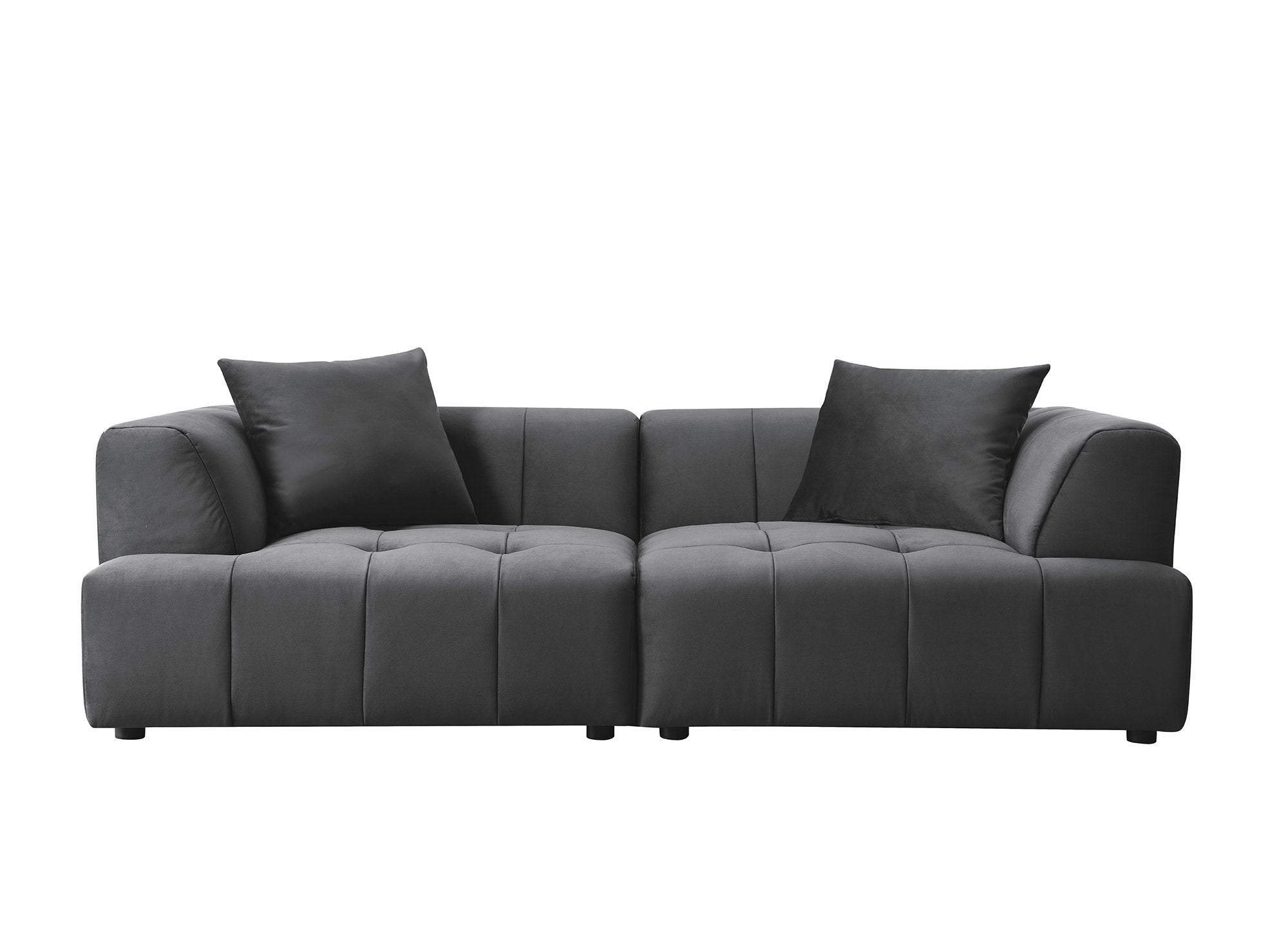 Canapé droit 3 places en velours gris KELIA
