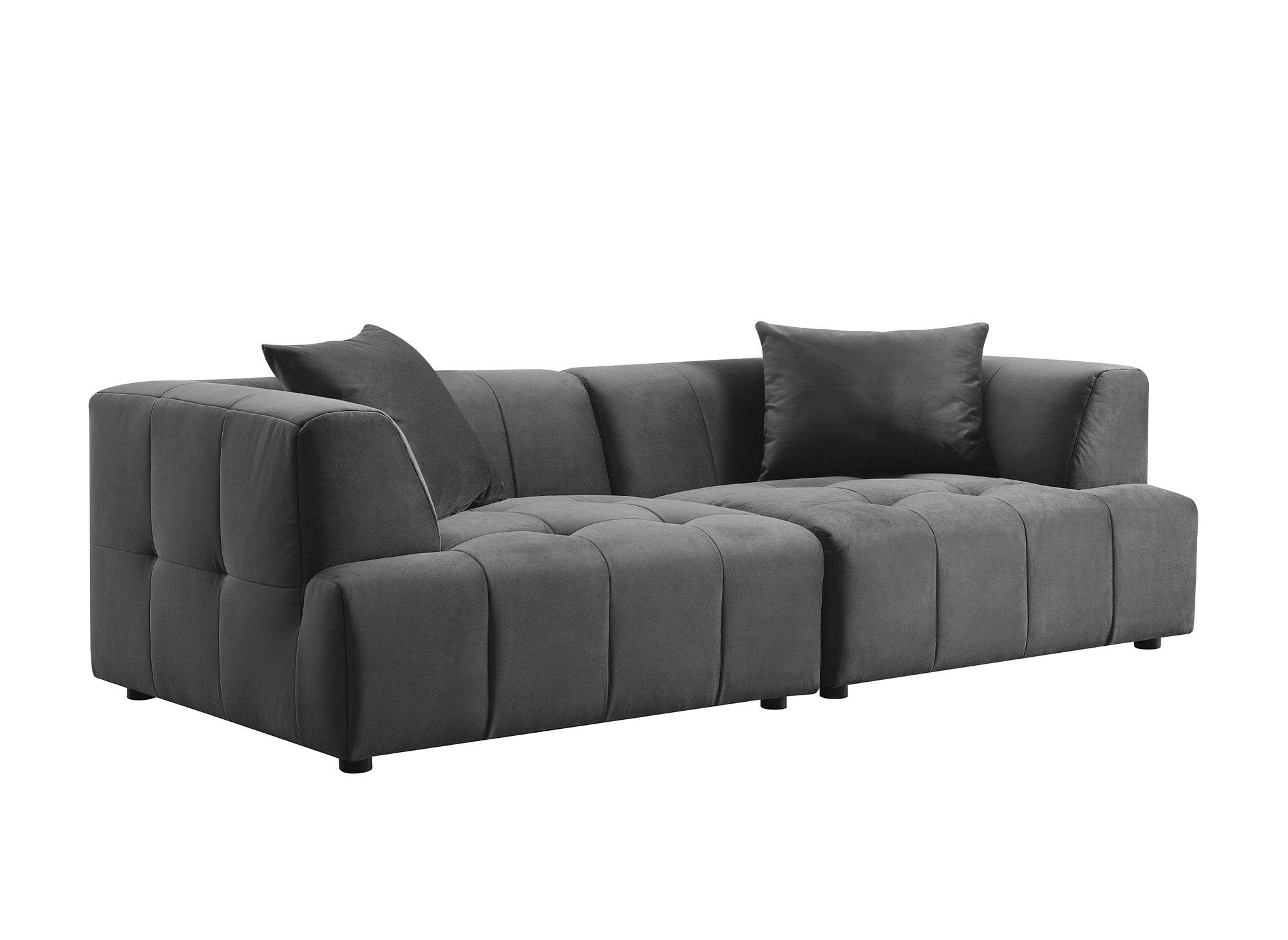 Canapé droit 3 places en velours gris KELIA