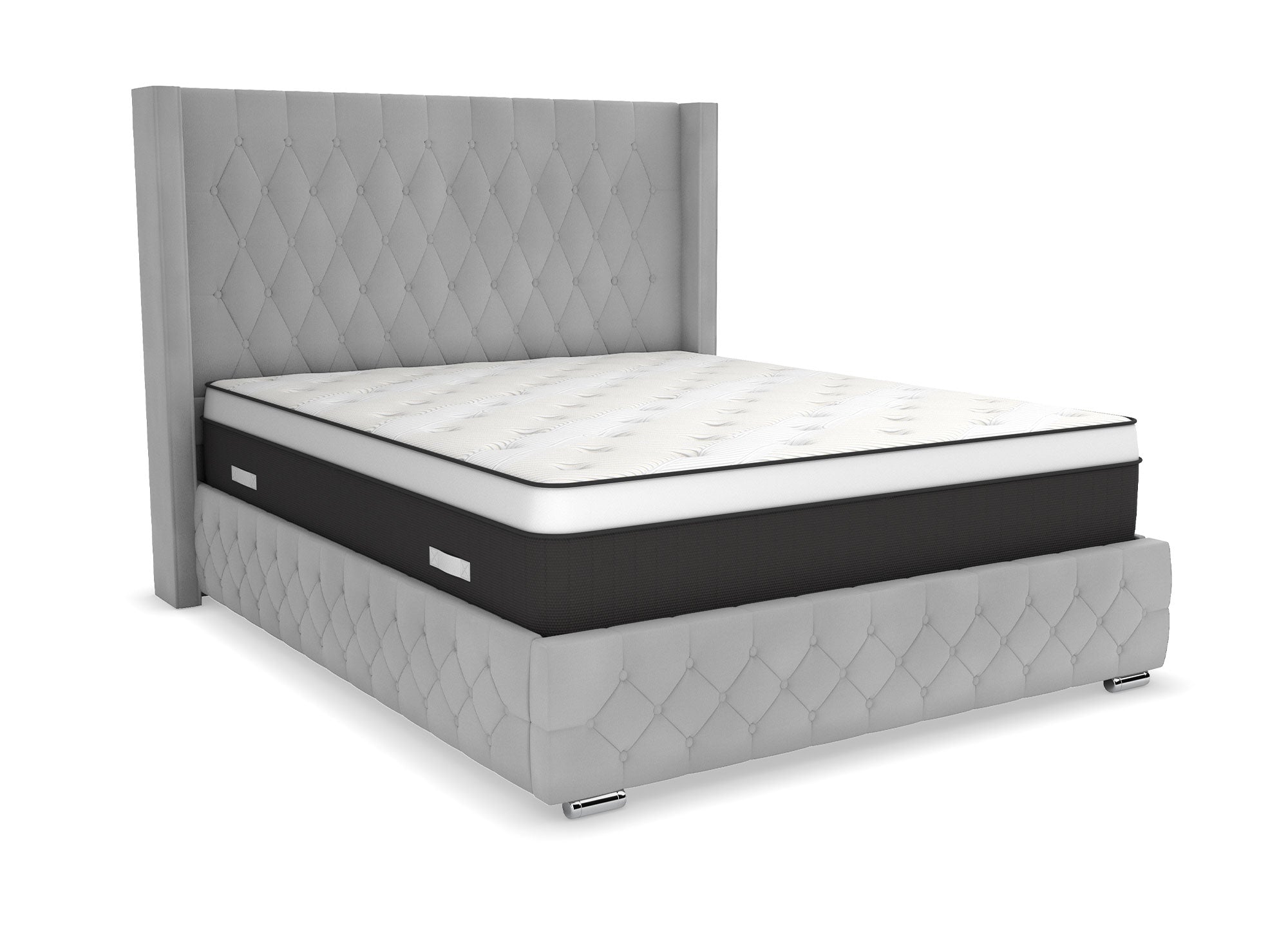 Lit coffre en velours gris 180X200 cm PERLA