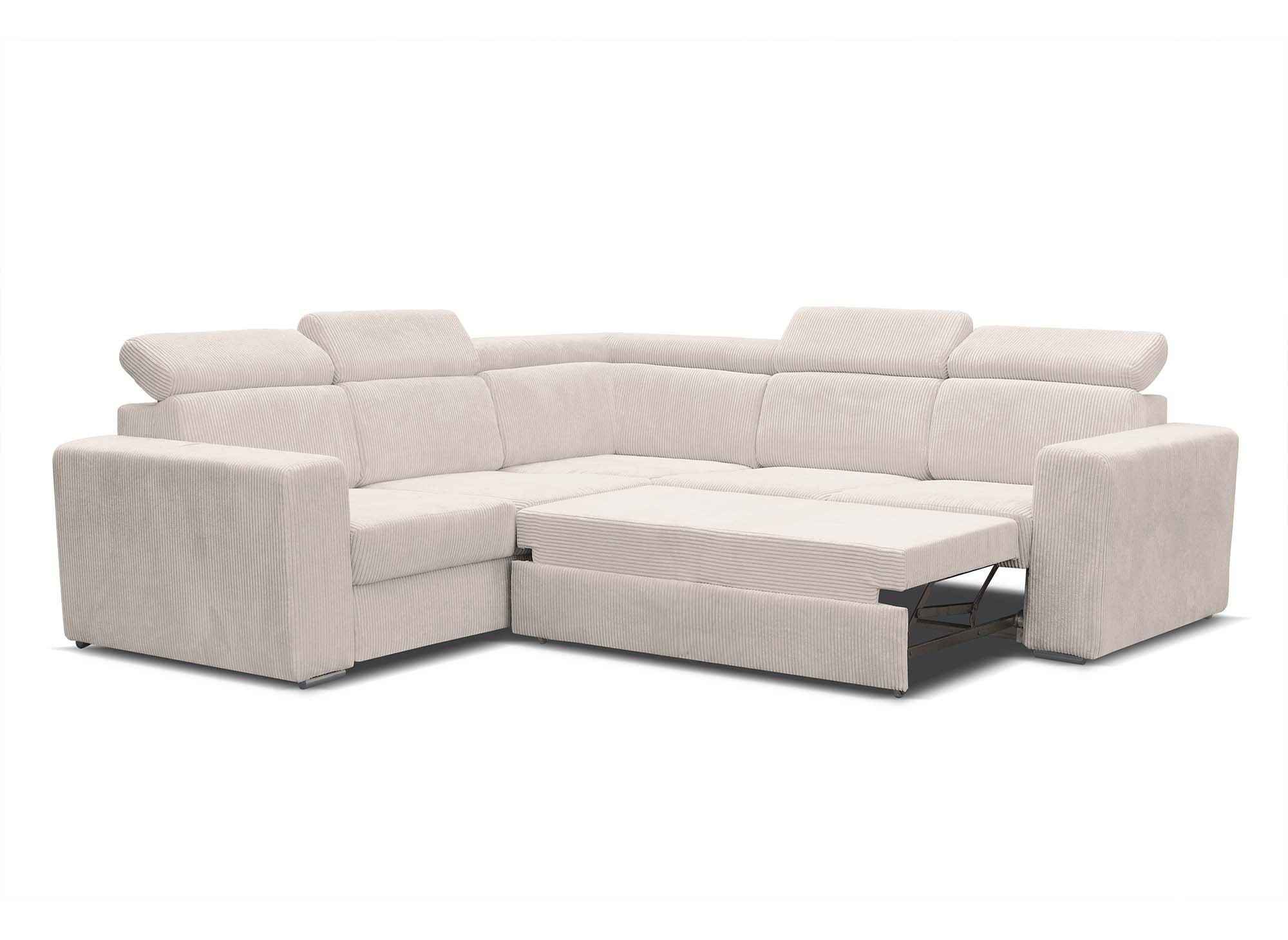 Canapé d'angle convertible et réversible en velours côtelé beige MERYL