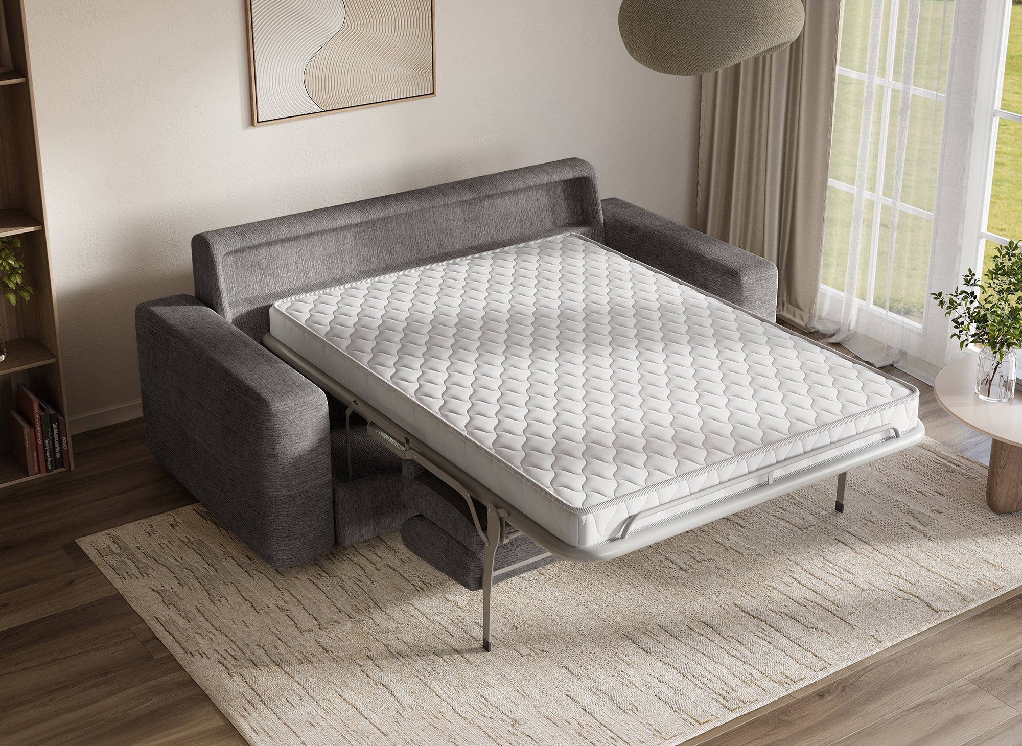 Canapé convertible express 3 places en velours chiné gris foncé AMAURY