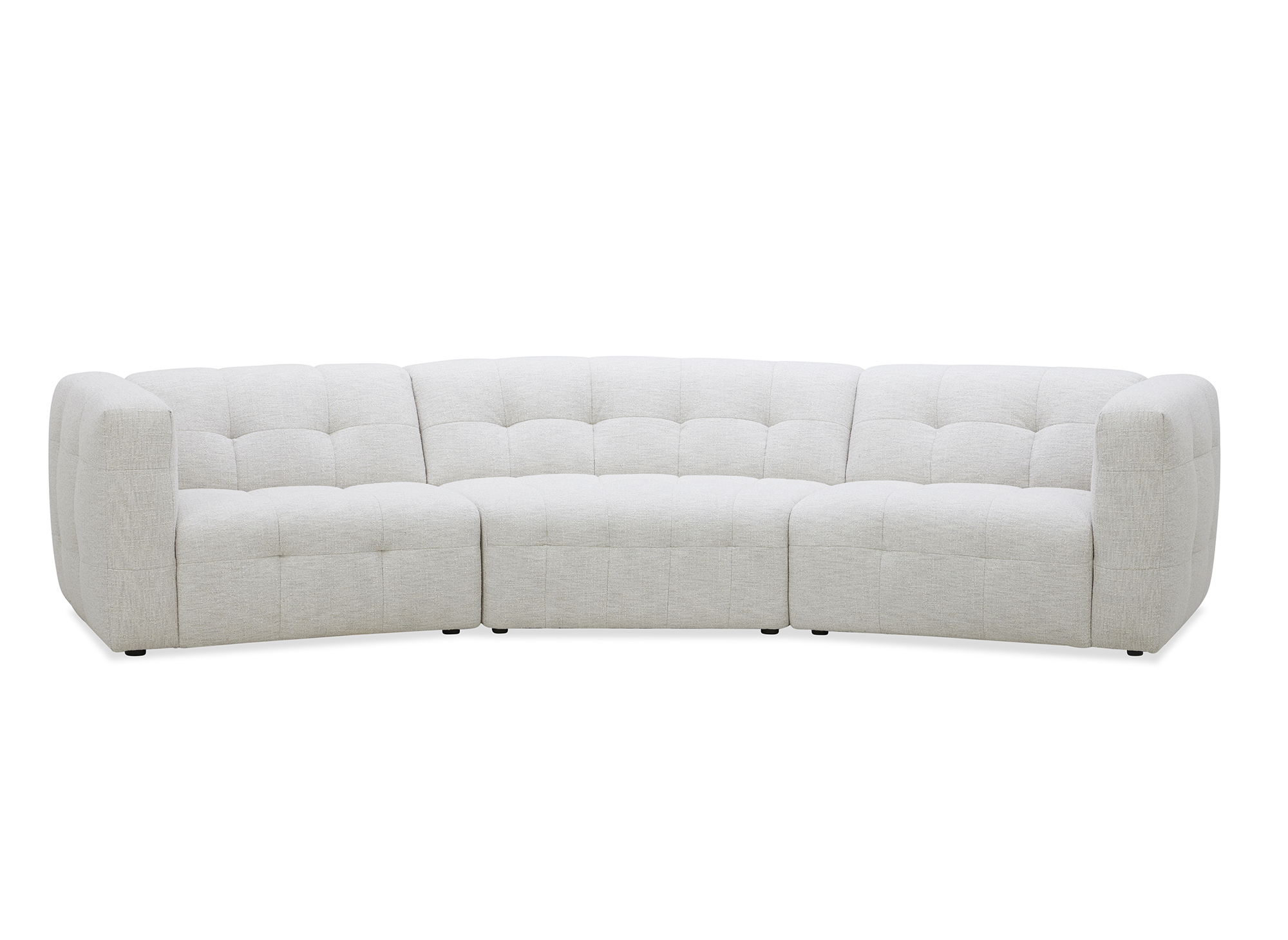 Canapé droit 5 places en velours texturé beige ARELIA