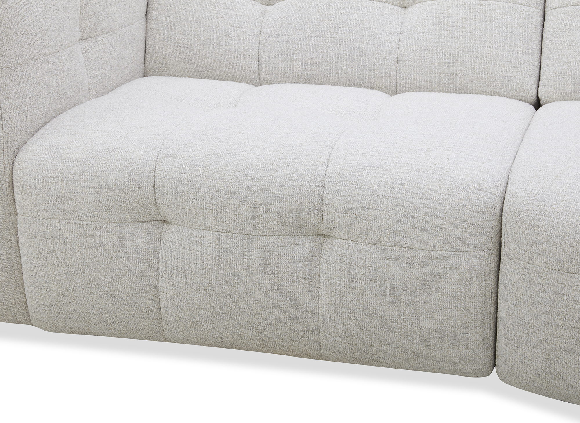 Canapé droit 5 places en velours texturé beige ARELIA