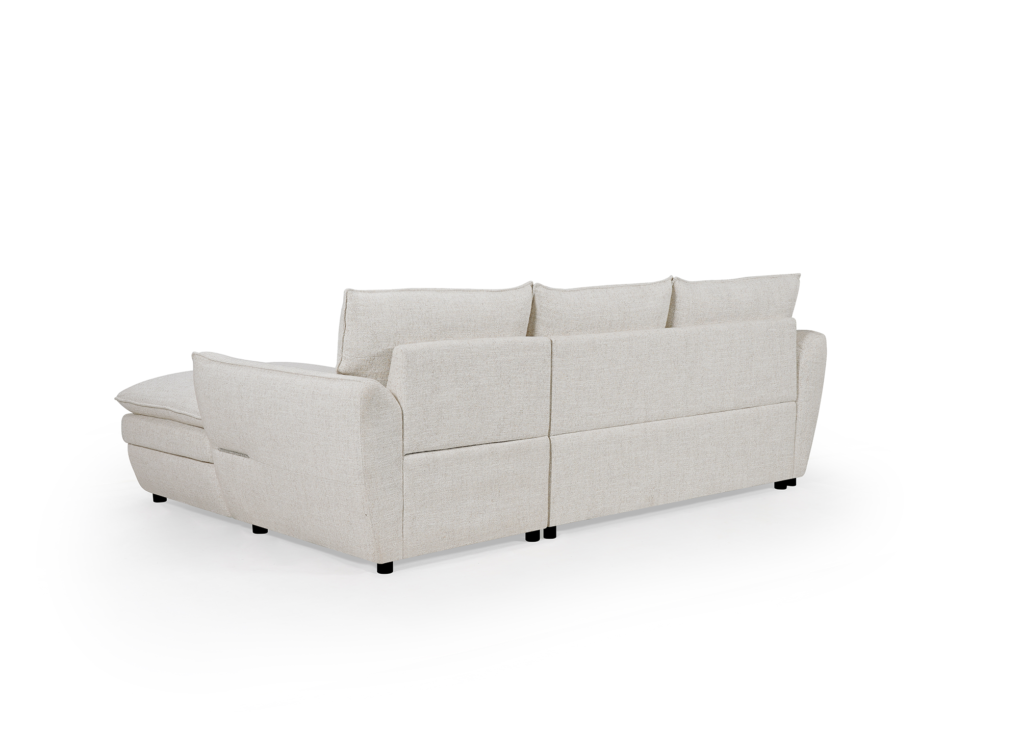 Canapé d'angle convertible avec coffre en tissu beige CAPUCINE - Angle droit