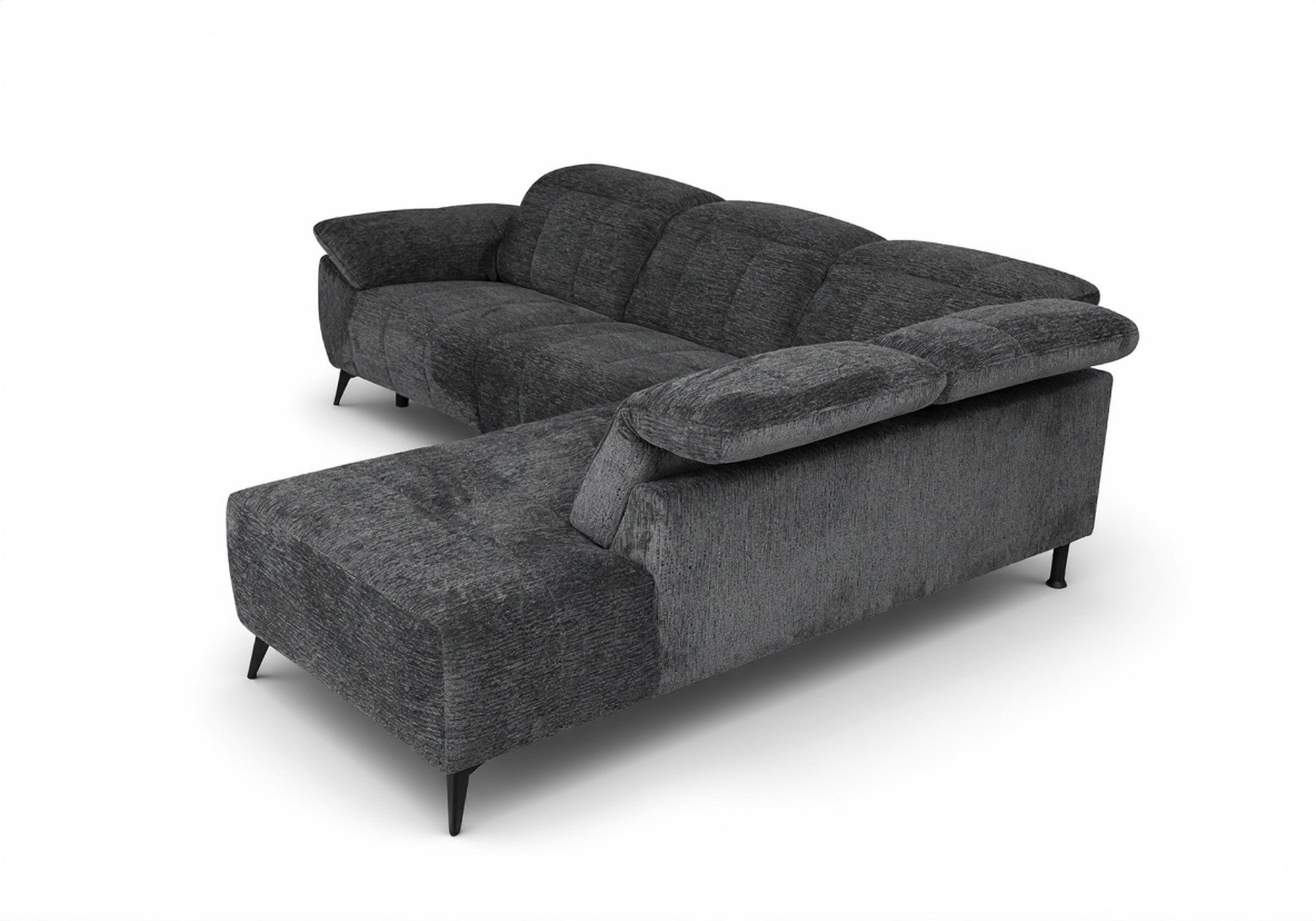 Canapé d'angle relax électrique en velours chiné gris SOLINA - Angle droit