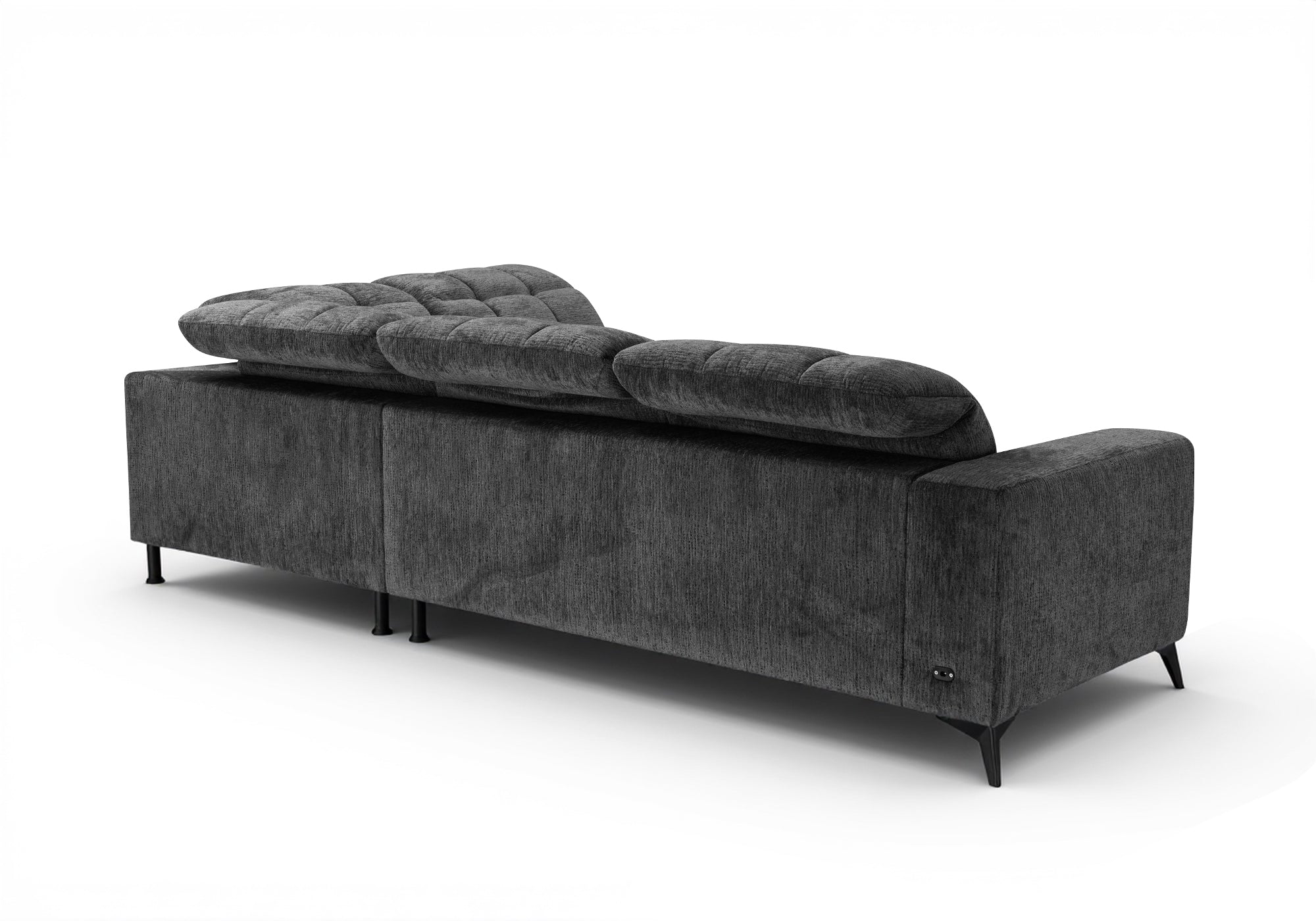 Canapé d'angle relax électrique en velours chiné gris ALVAR - Angle droit