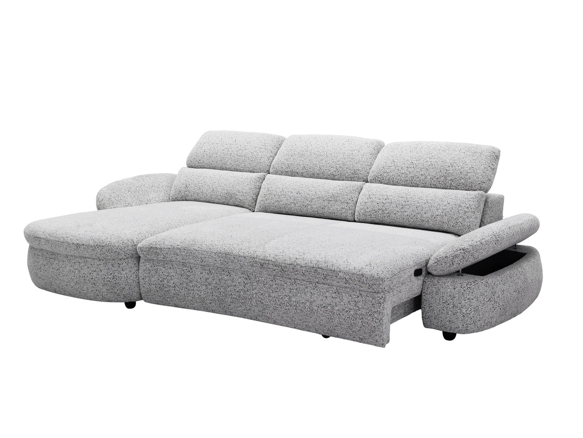 Canapé d'angle relax électrique en tissu bouclette gris CLEMENT - Angle gauche