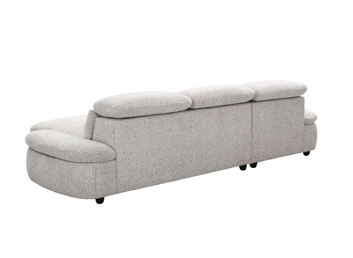 Canapé d'angle relax électrique en tissu bouclette beige CLEMENT - Angle gauche