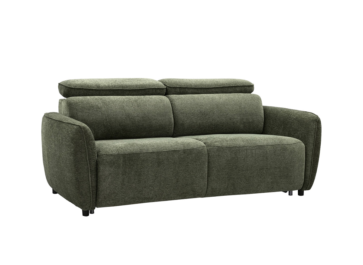 Canapé convertible express 3 places en tissu texturé vert JACINTHE