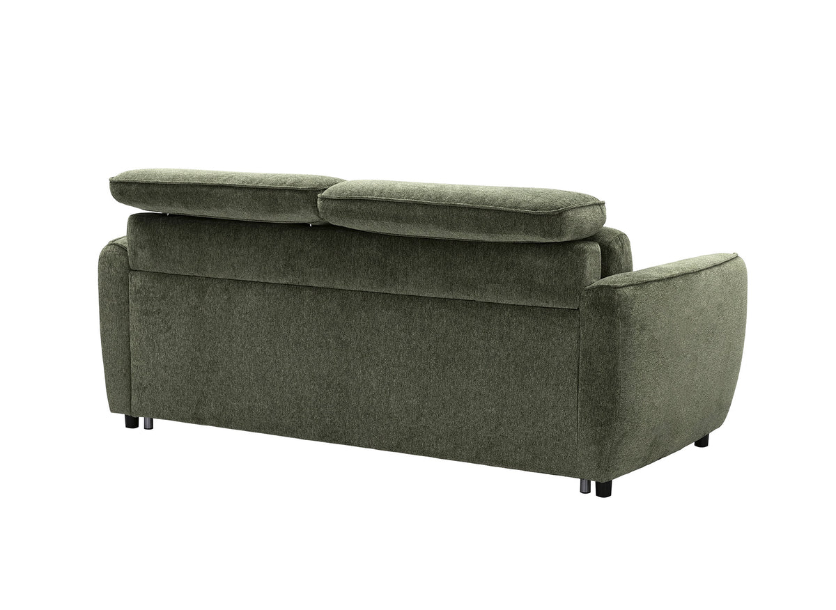 Canapé convertible express 3 places en tissu texturé vert JACINTHE