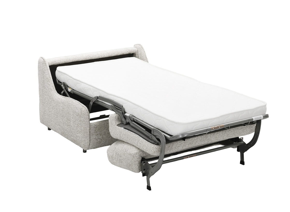 Canapé convertible express 1 place en tissu bouclette beige IMELDA