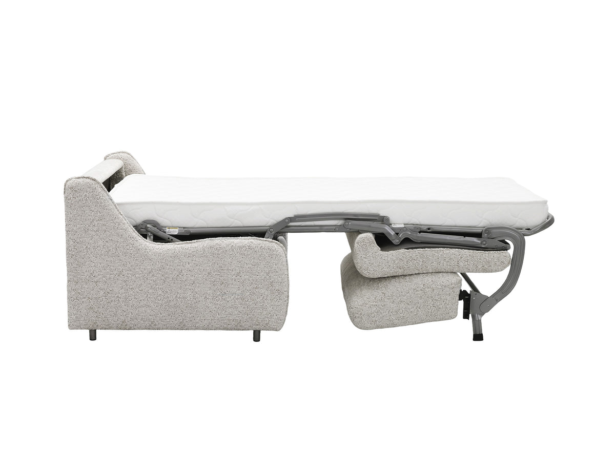 Canapé convertible express 1 place en tissu bouclette beige IMELDA