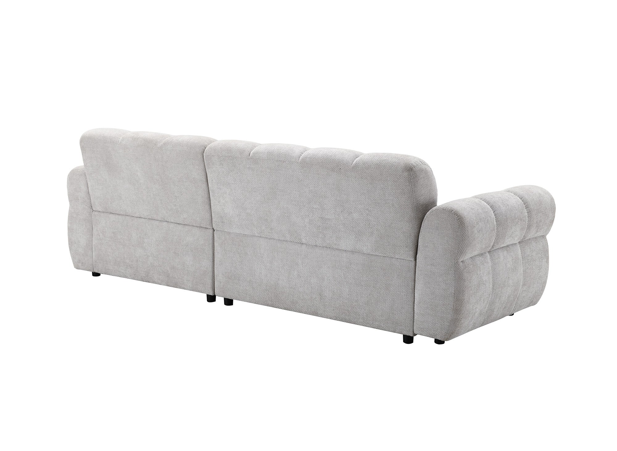 Canapé d'angle fixe en velours texturé gris clair JAROD - Angle droit
