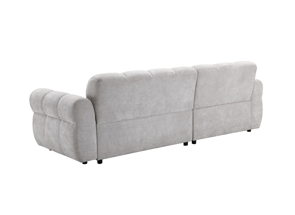 Canapé d'angle fixe en velours texturé gris clair JAROD - Angle gauche