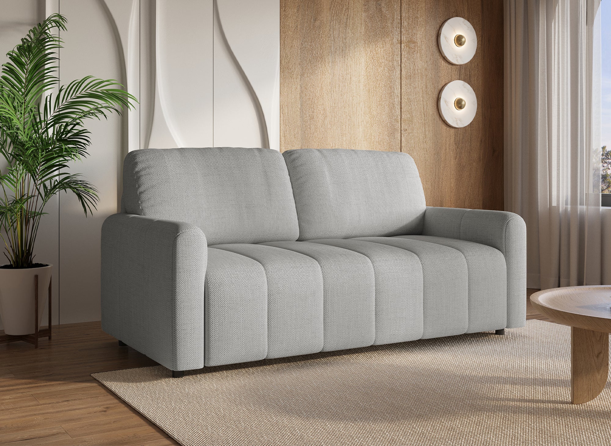 Canapé convertible express 3 places en tissu gris ISANDRO