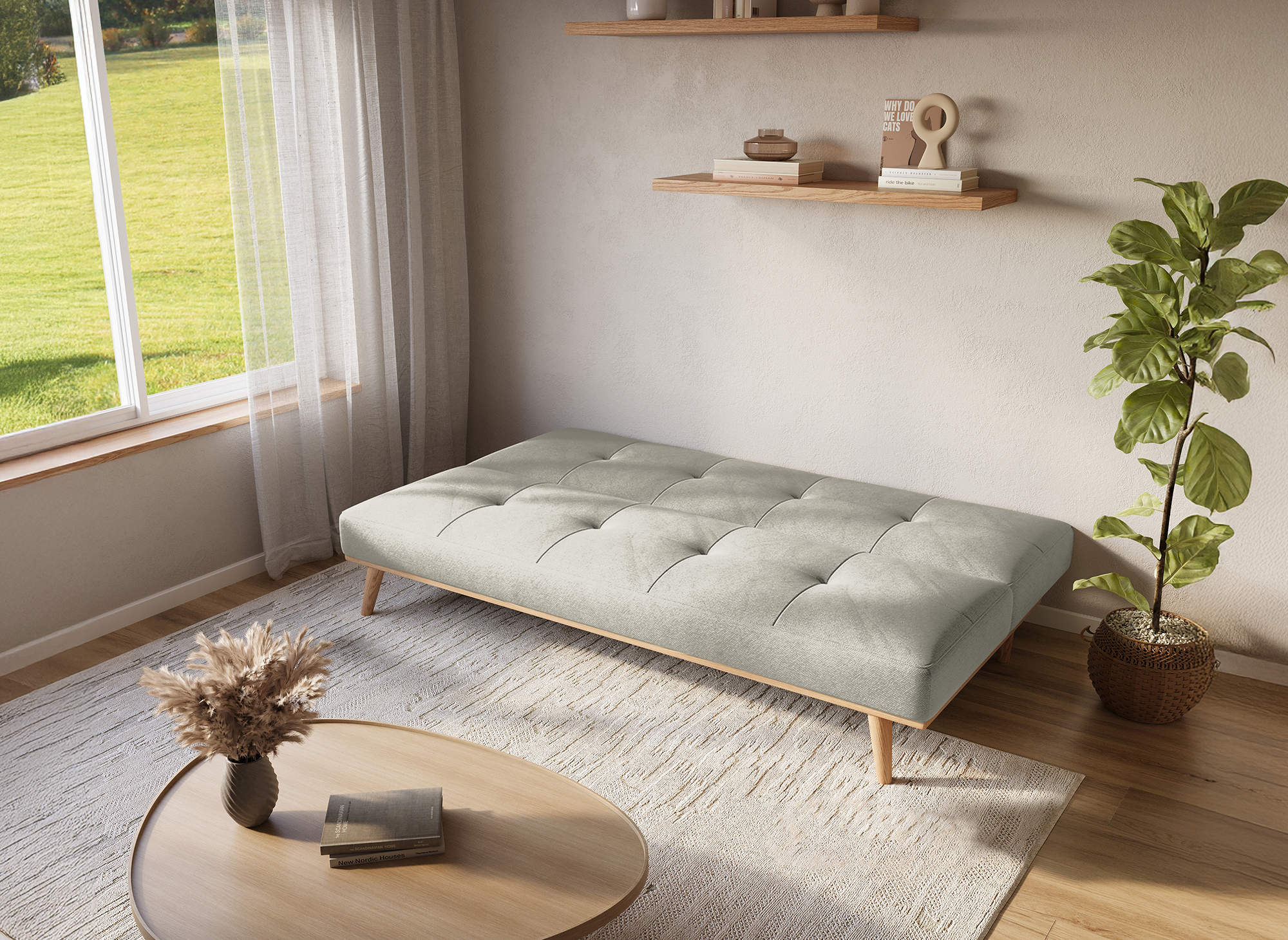 Banquette clic clac scandinave 3 places beige JESSY
