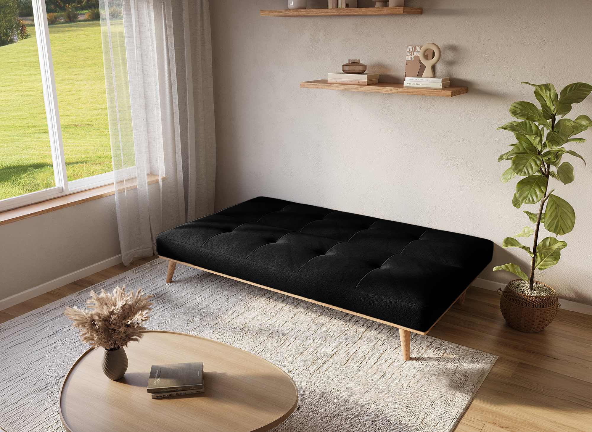 Banquette clic clac scandinave 3 places noir JESSY
