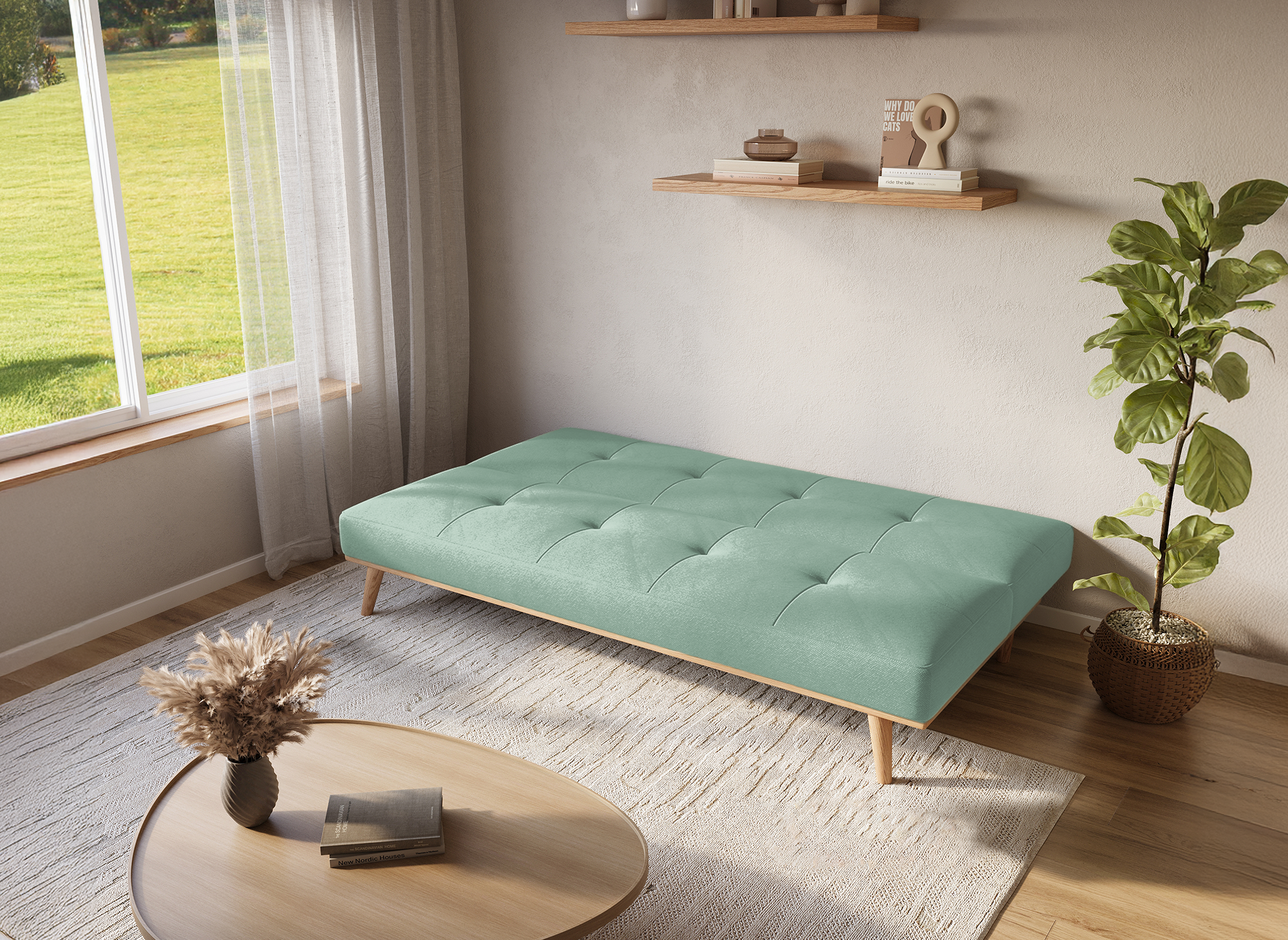 Banquette clic clac scandinave 3 places vert d'eau JESSY
