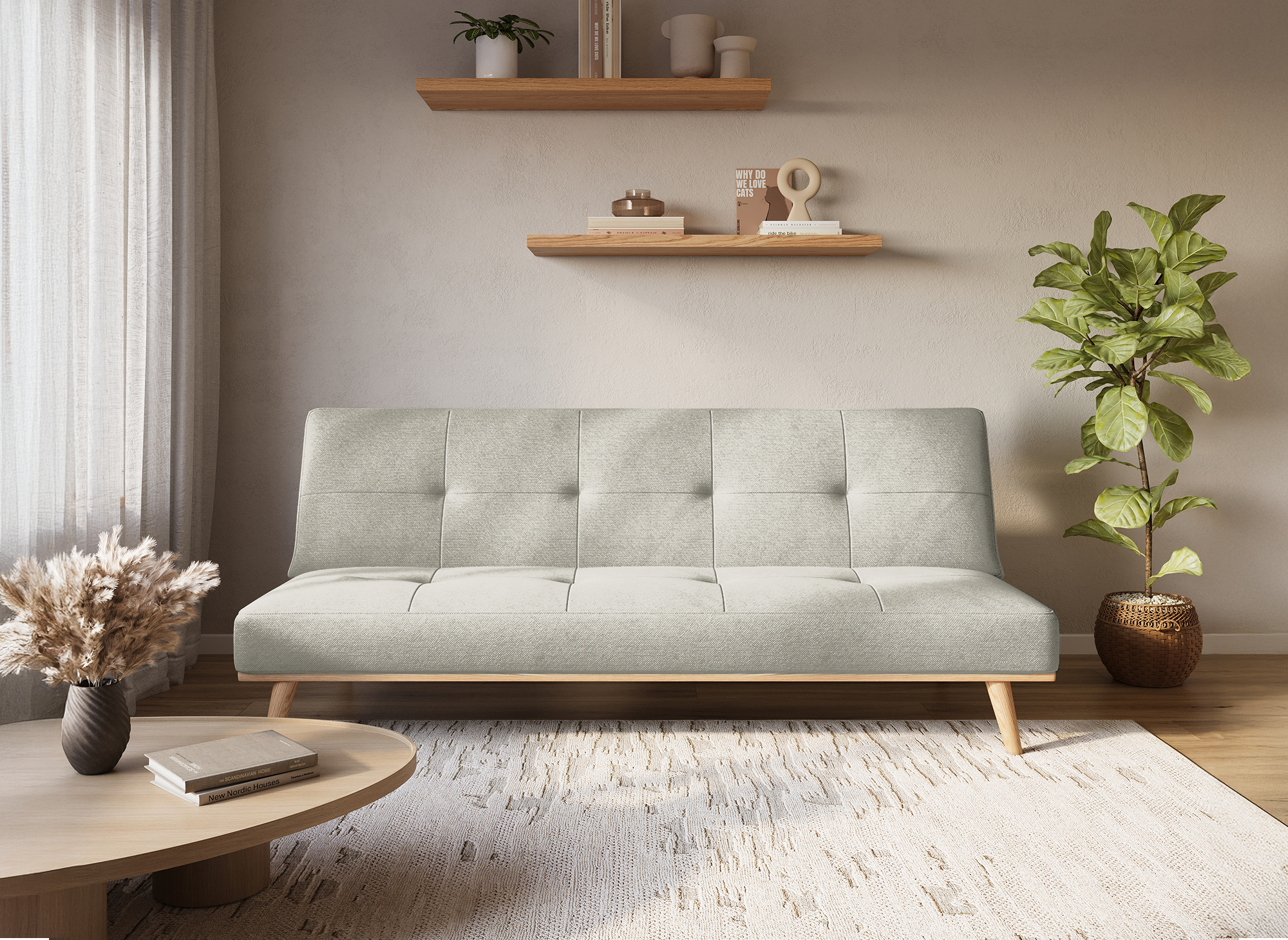 Banquette clic clac scandinave 3 places beige JESSY