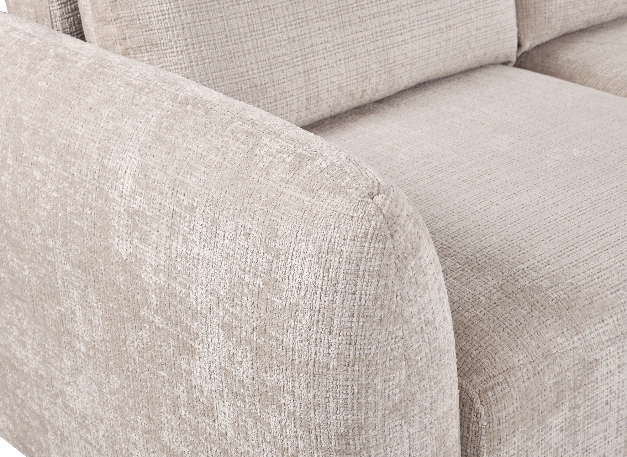 Canapé d'angle convertible avec coffre en velours chiné beige MARLA - Angle droit