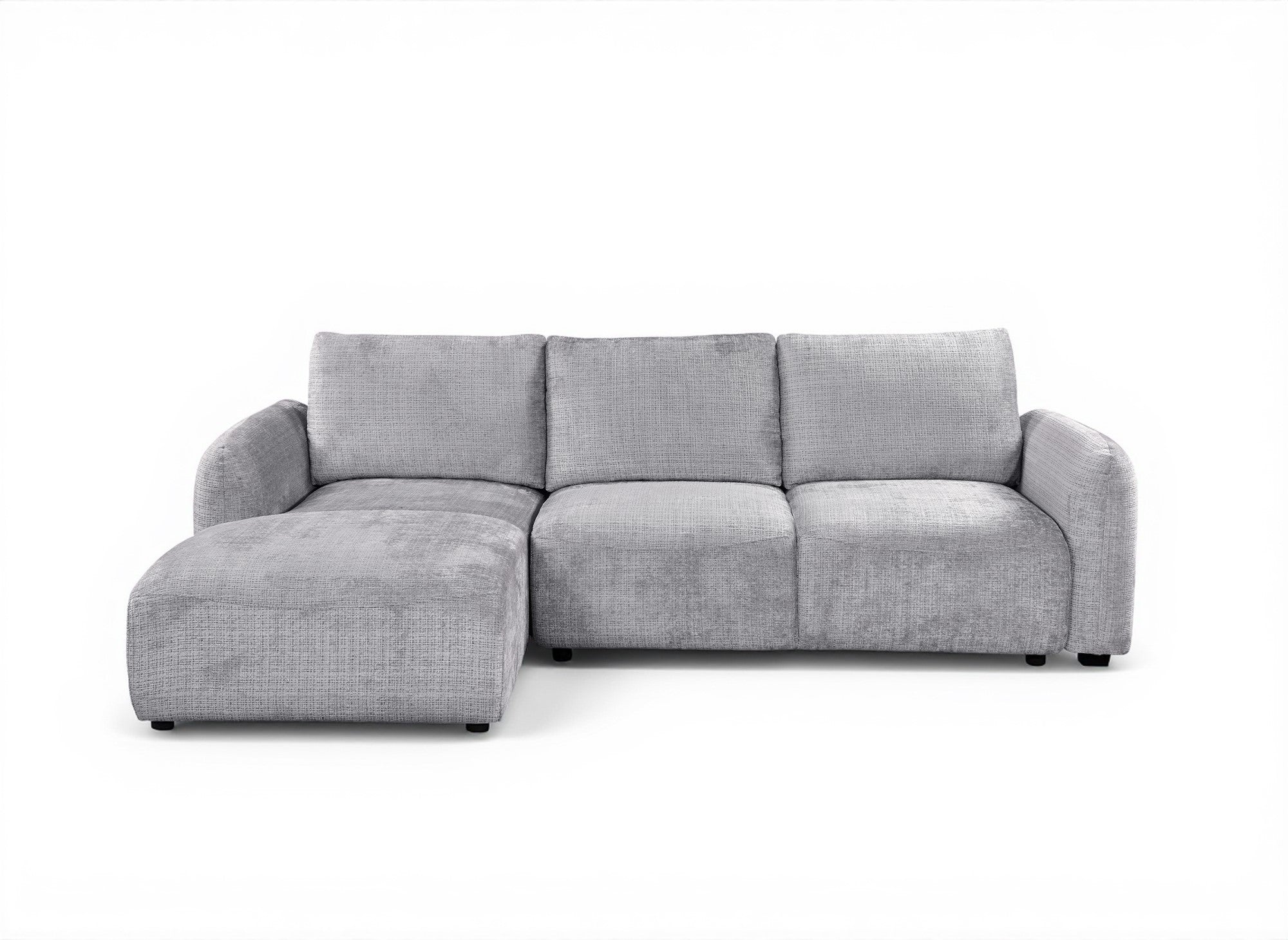 Canapé d'angle convertible avec coffre en velours chiné gris MARLA - Angle gauche