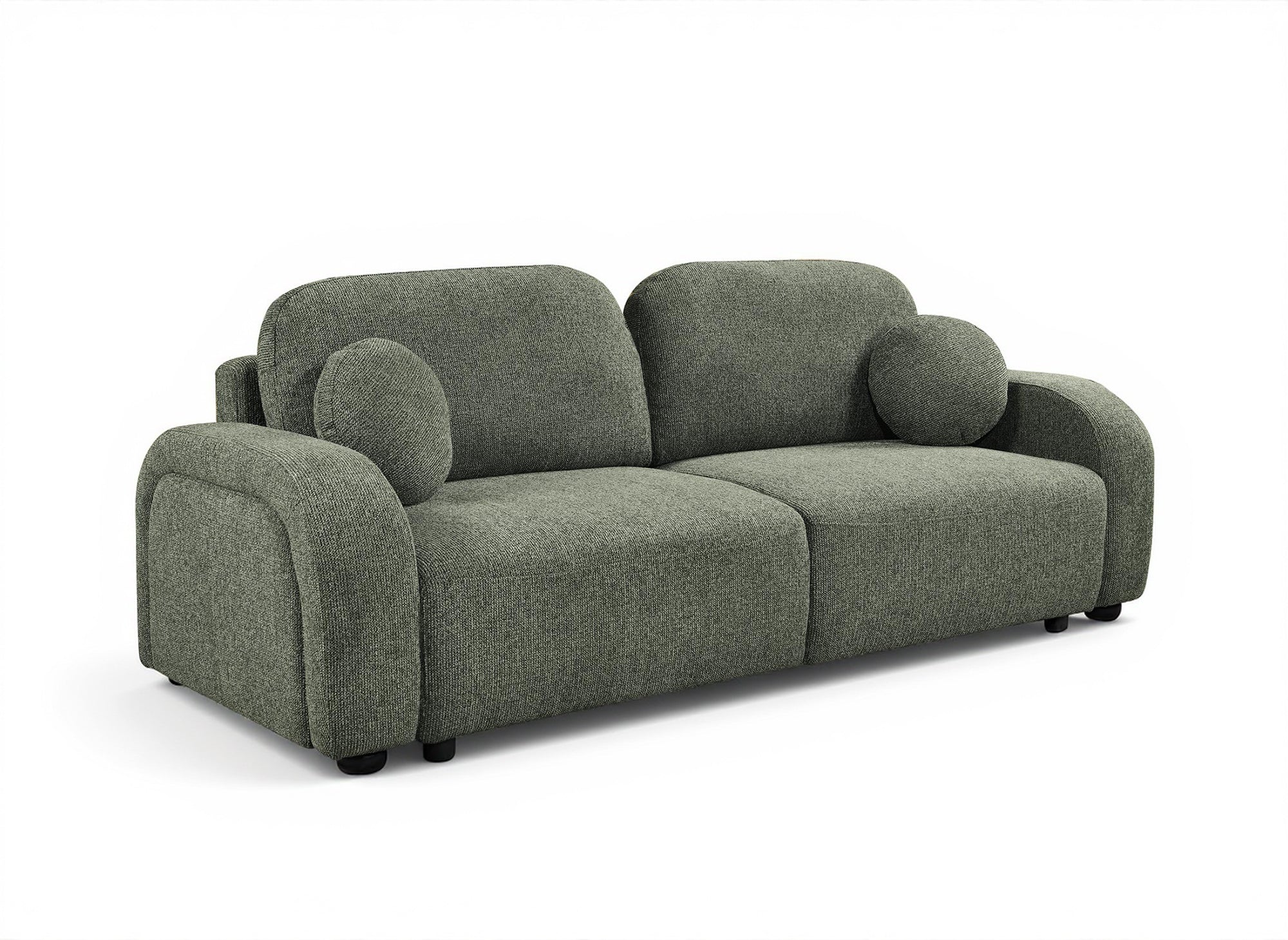 Canapé convertible 3 places en tissu bouclette vert MAYORA